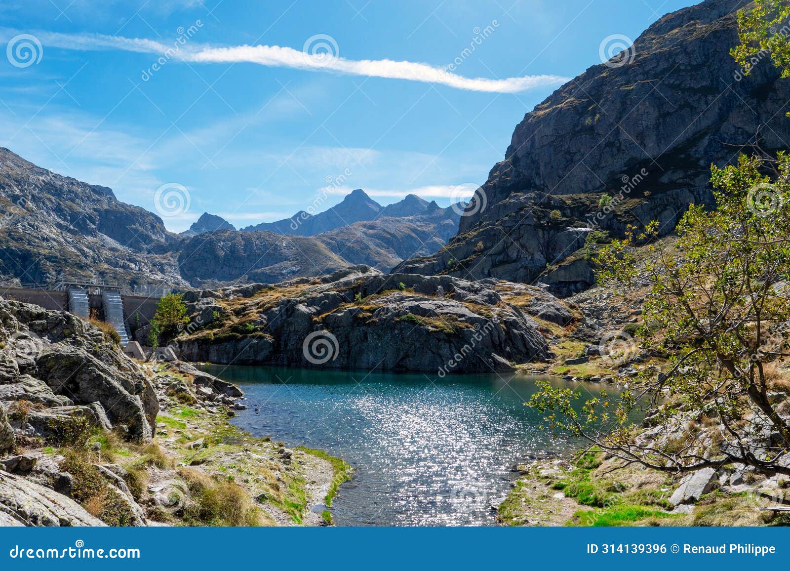 lake d'artouste in the french mountains pyrenees