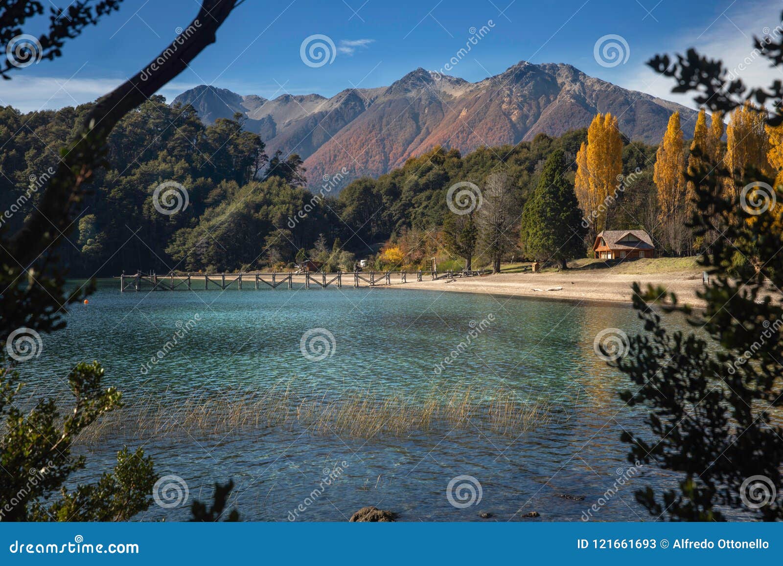 lake espejo grande neuquen, argentina.