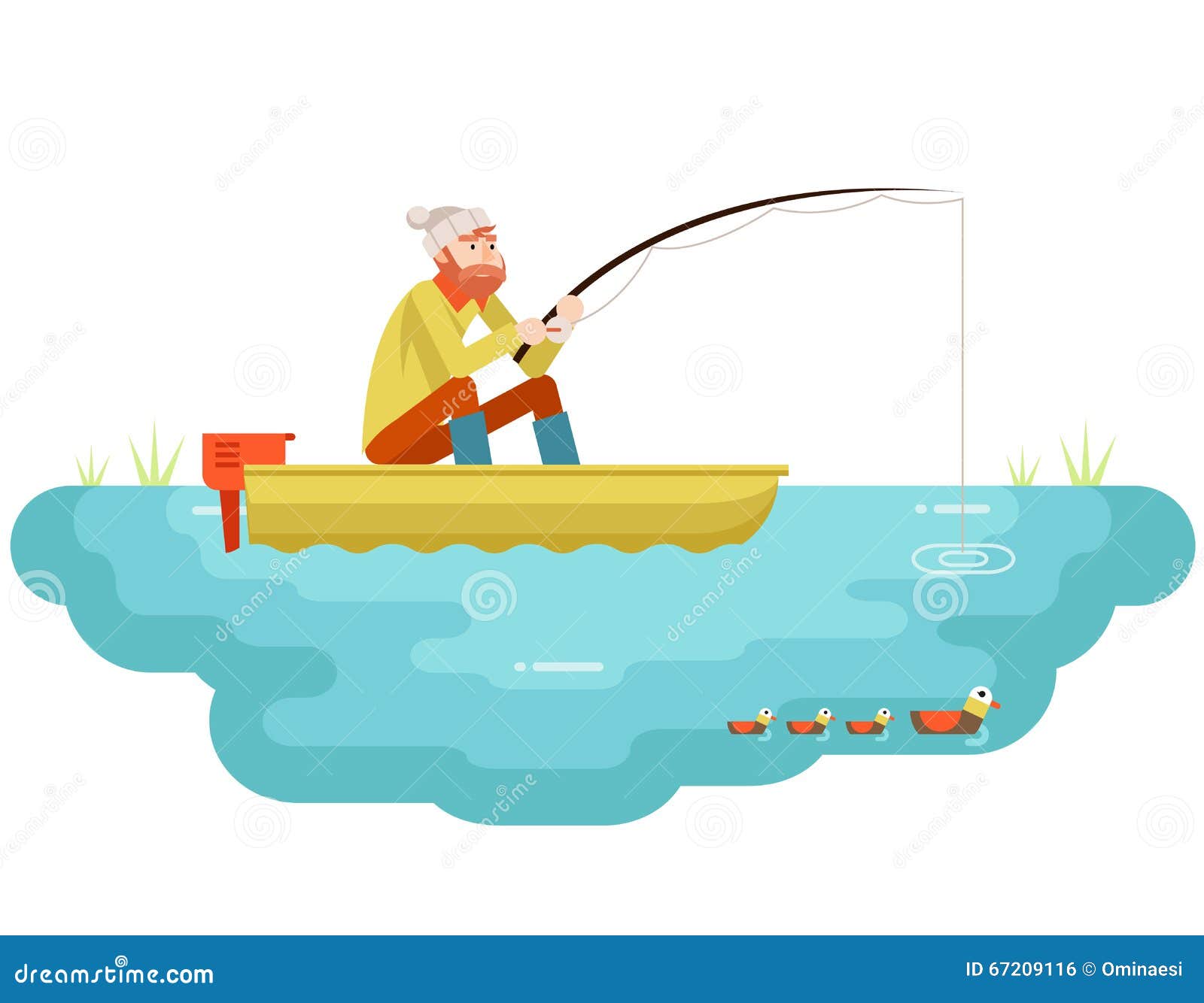 Lake Fishing Adult Fisherman with Fishing Rod Boat Birds Concept Character  Icon Flat Design Template Vector Stock Vector - Illustration of birds,  activity: 67209116