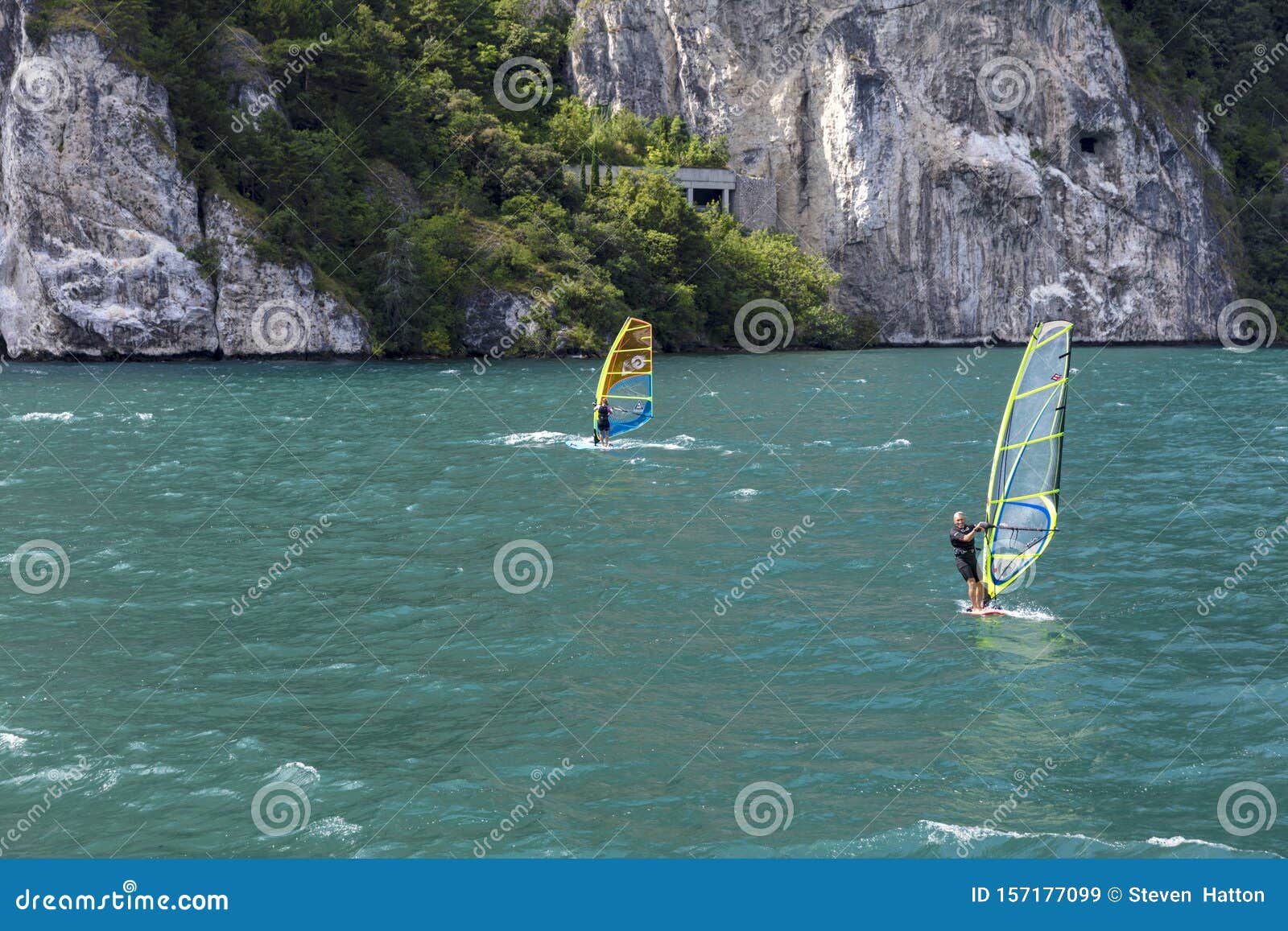 Lake Garda, Italy, August 2019, Windsurfing on the Lake Editorial Stock Image Image of