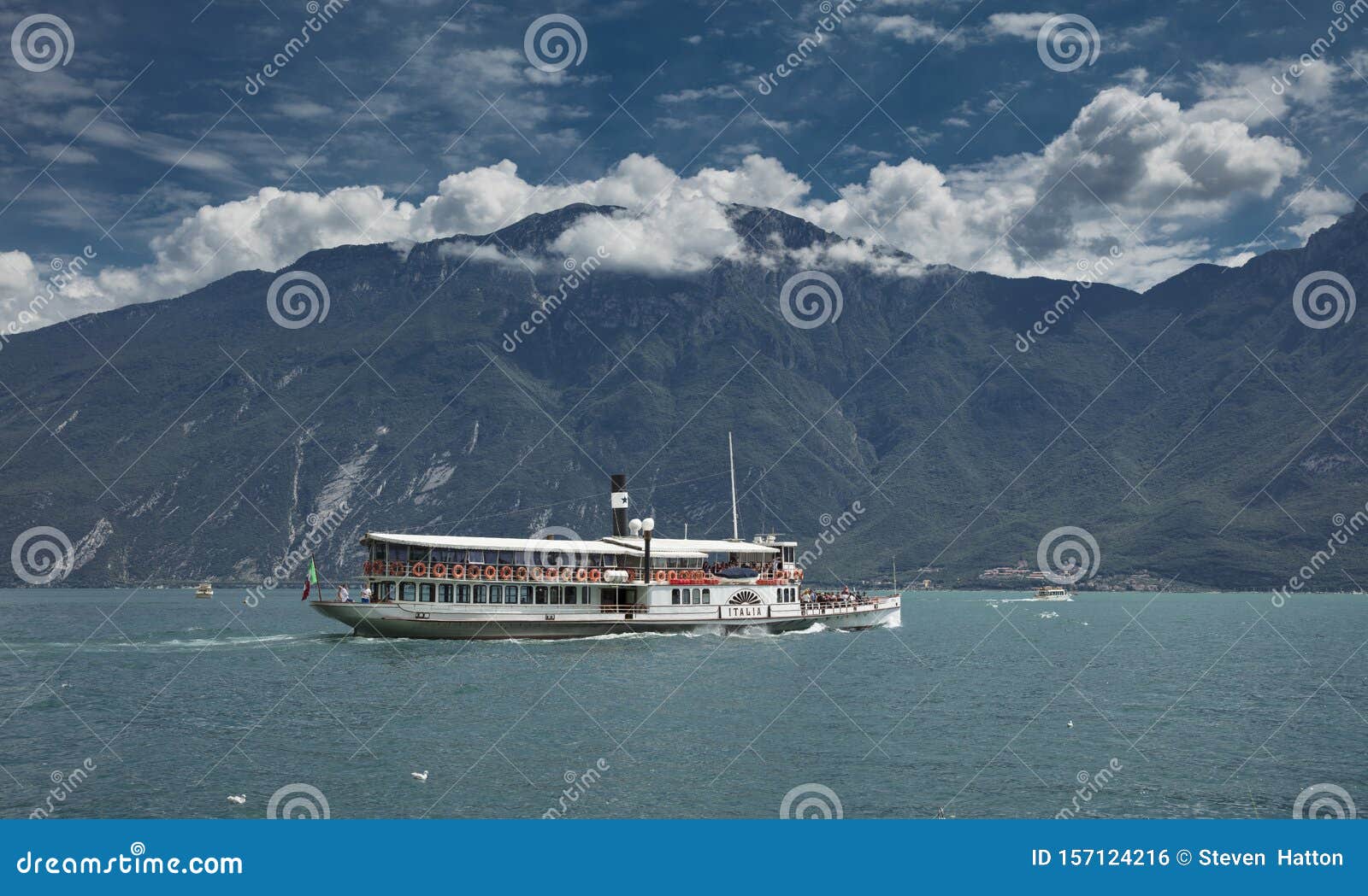lake garda, italy, europe, august 2019, a view of the paddle steamer italia