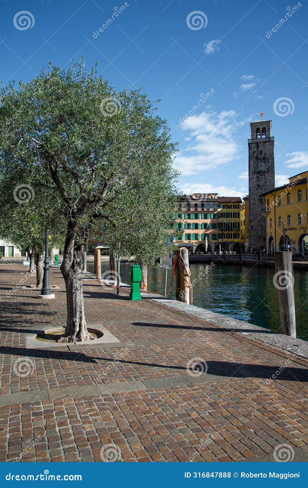 lake - lago di garda. riva del garda resort, trentino, italy. town waterfront .