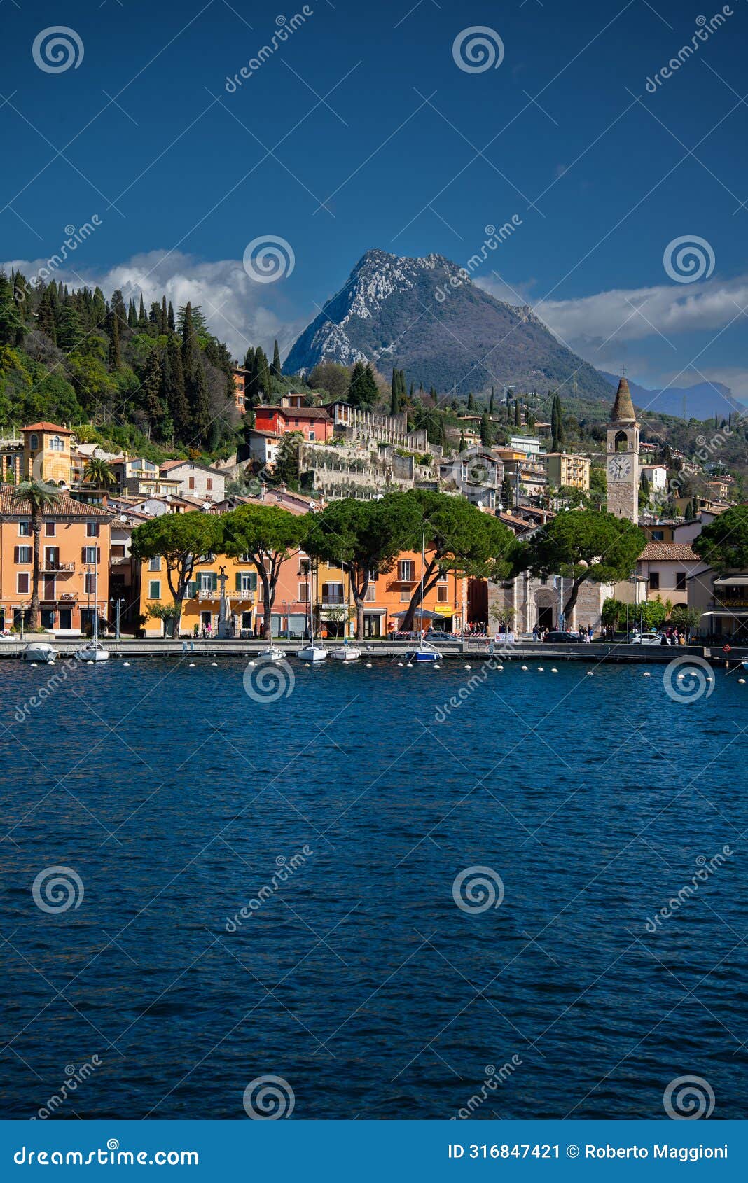 lake - lago - garda, italy. town of maderno, lakeside resort