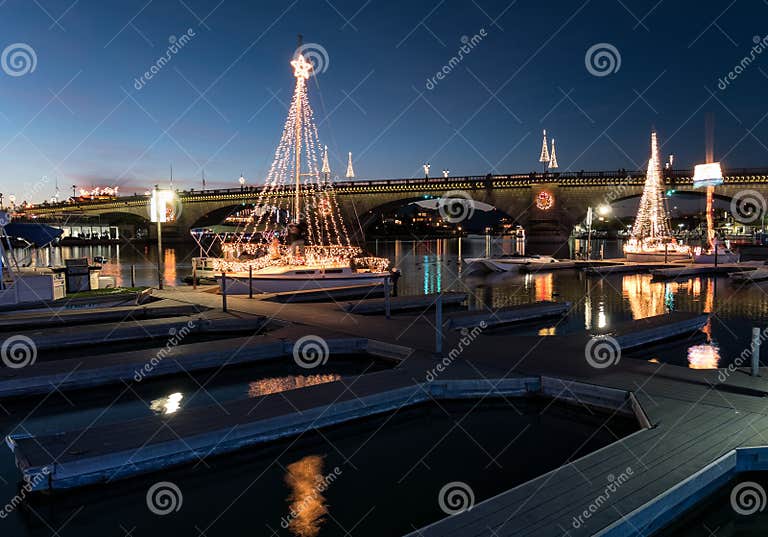 Lake Havasu City Parade of Lights, London Bridge Stock Image Image of