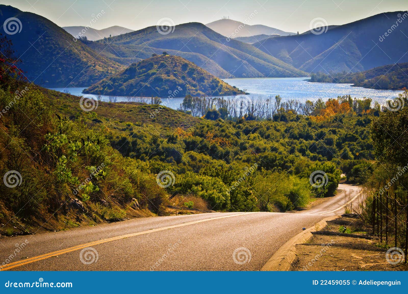 lake hodges and back road, california