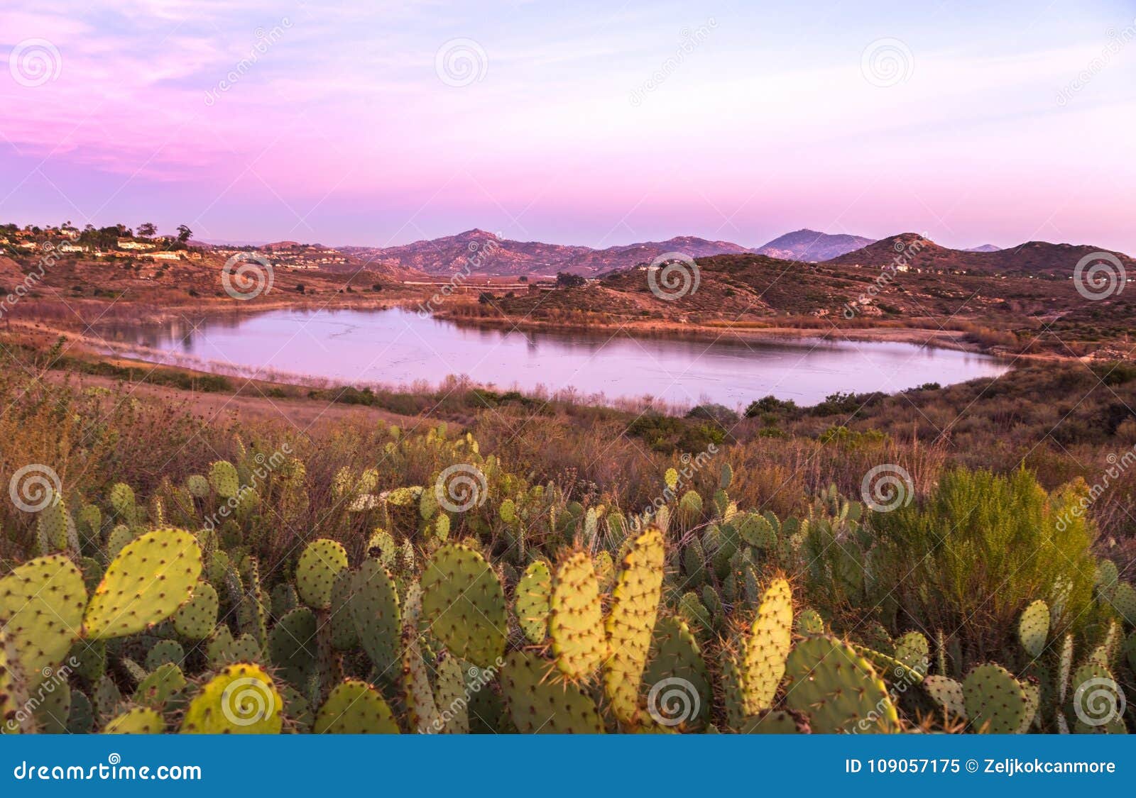 lake hodges sunset landscape rancho bernardo san diego county california