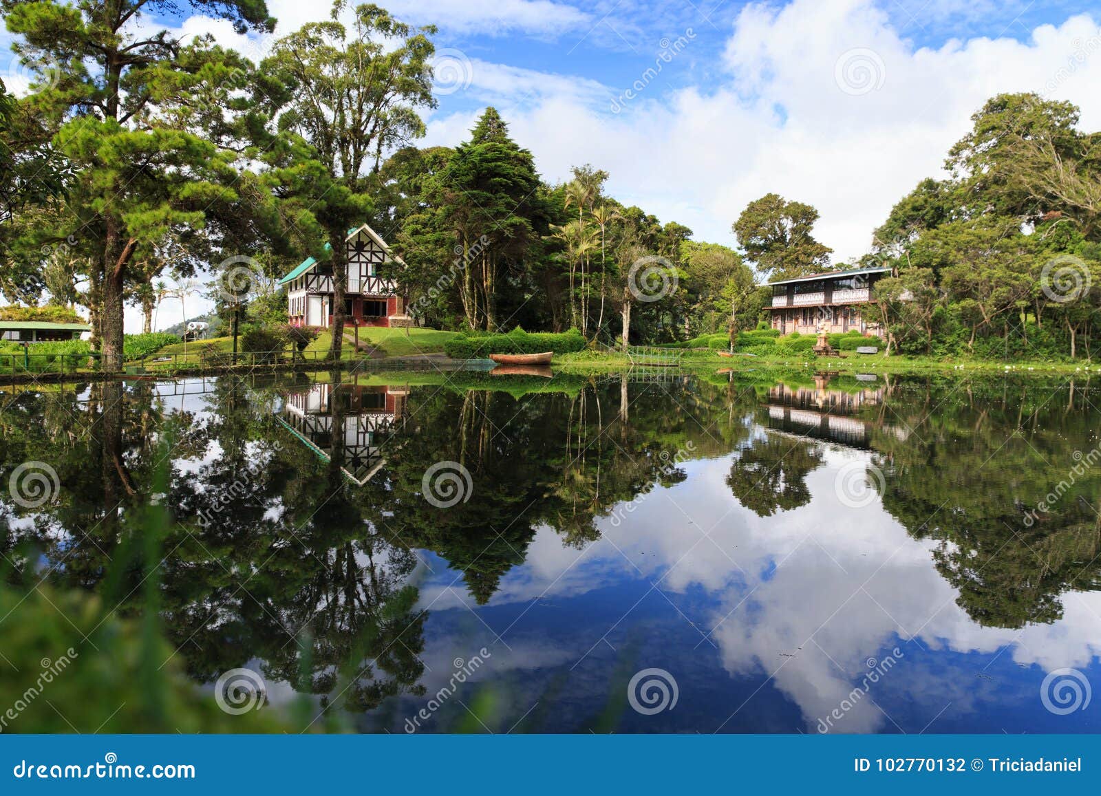 lake house with canoe at the selva negra nicaragua