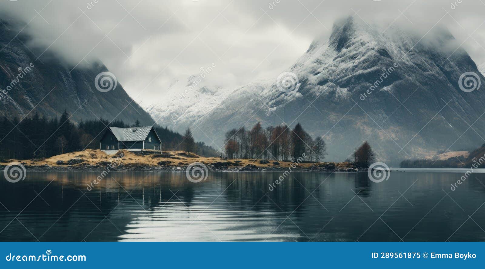 Lake Houses, Scandinavian Style. Minimalism. Image for Poster ...