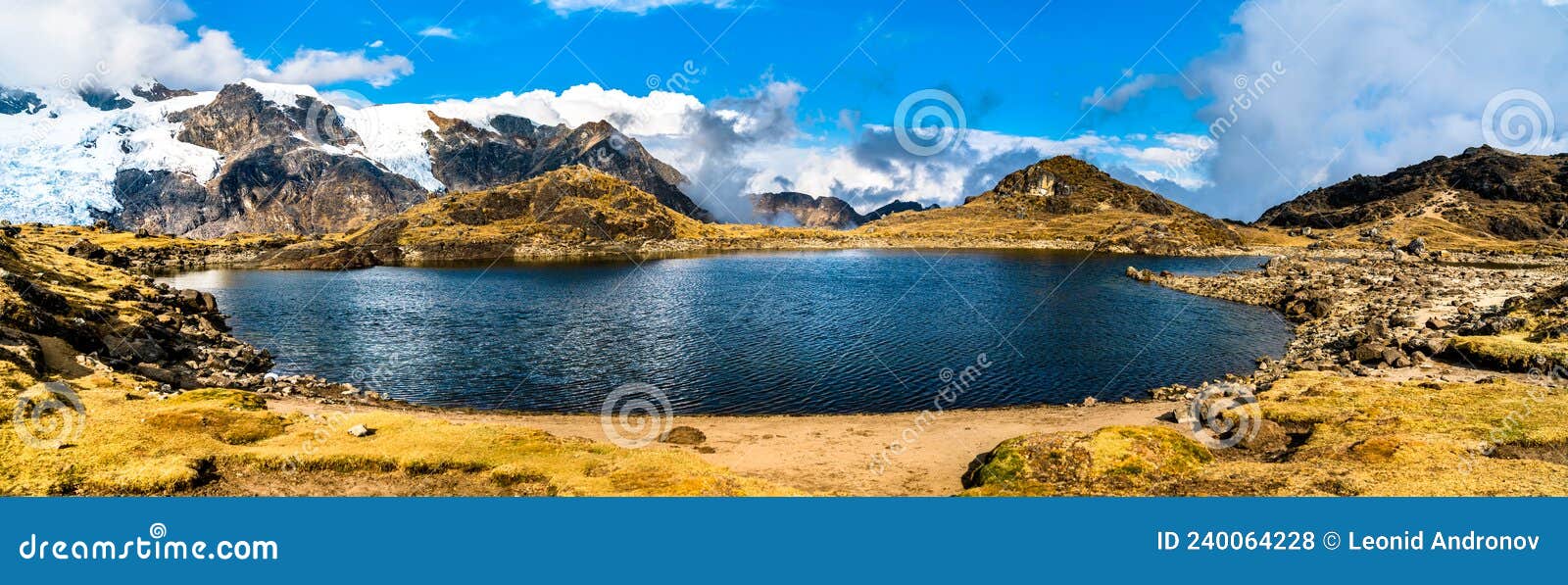 lake at the huaytapallana mountain range in huancayo, peru