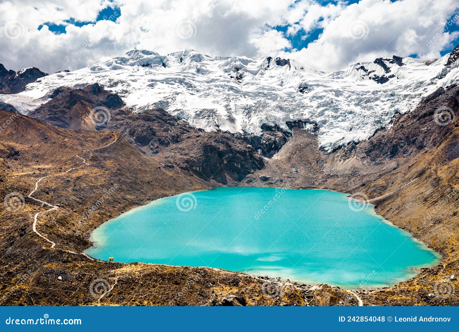 lake at the huaytapallana mountain range in huancayo, peru