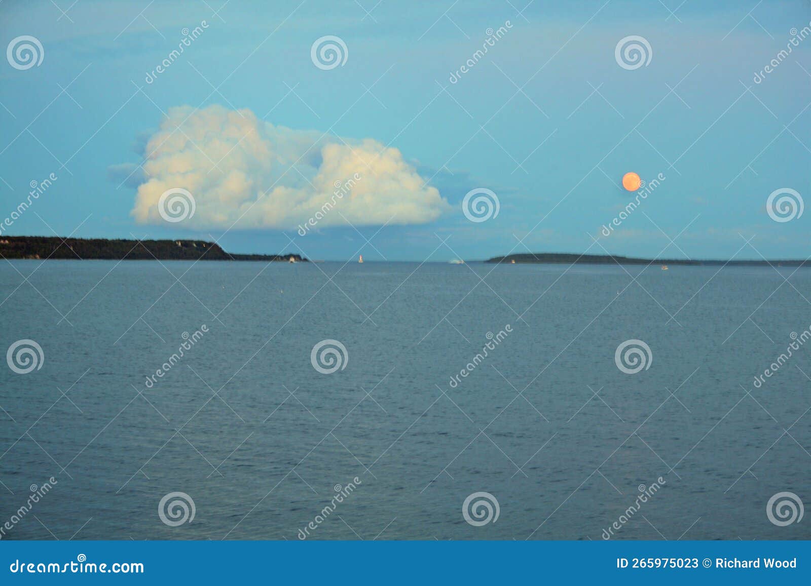 Sunset at St. Ignace, Lake Huron, Michigan Stock Image Image of