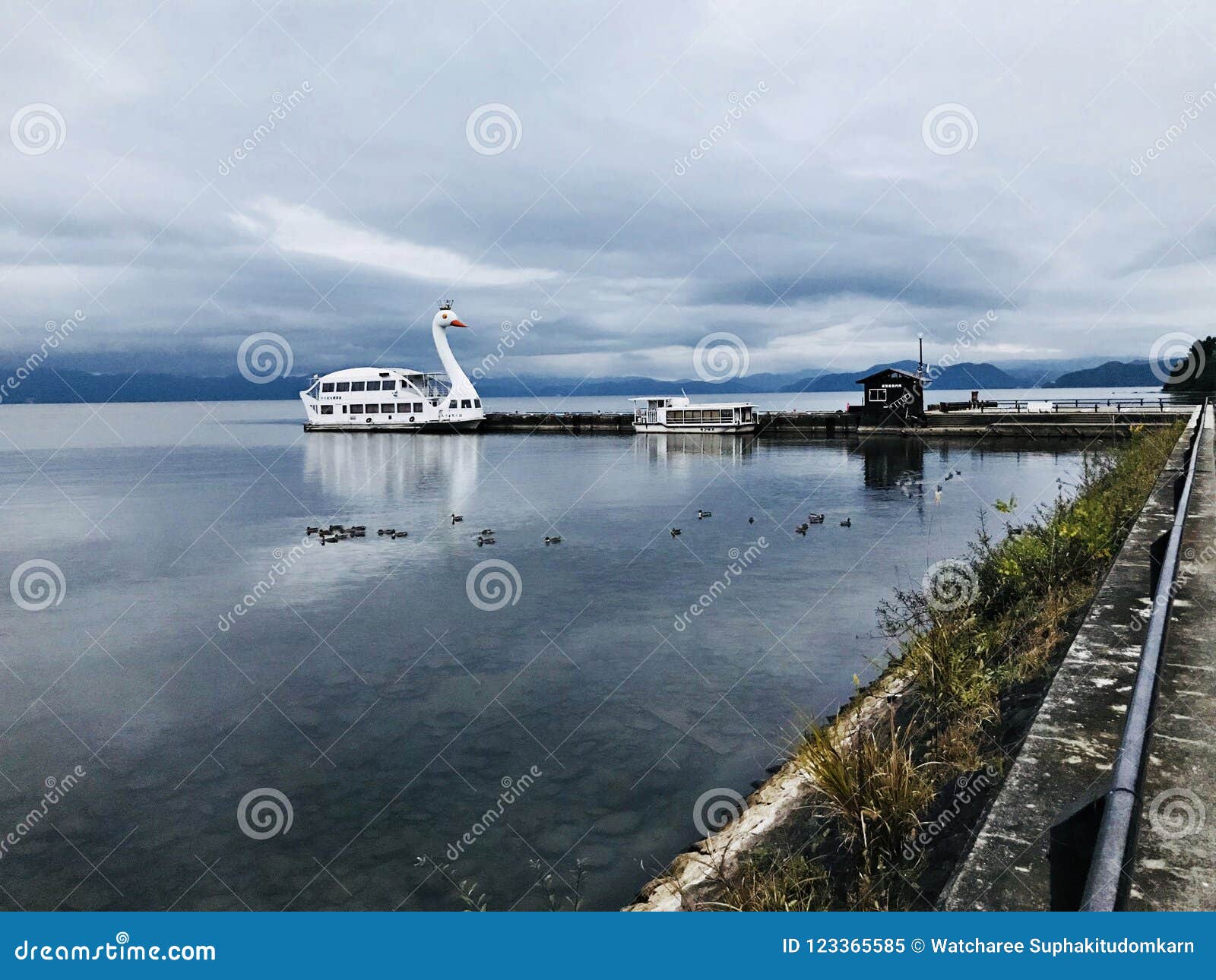 Lake Inawashiro Or Heavenly Mirror Lake In Fukushima Japan Stock Image Image Of Blue Journey