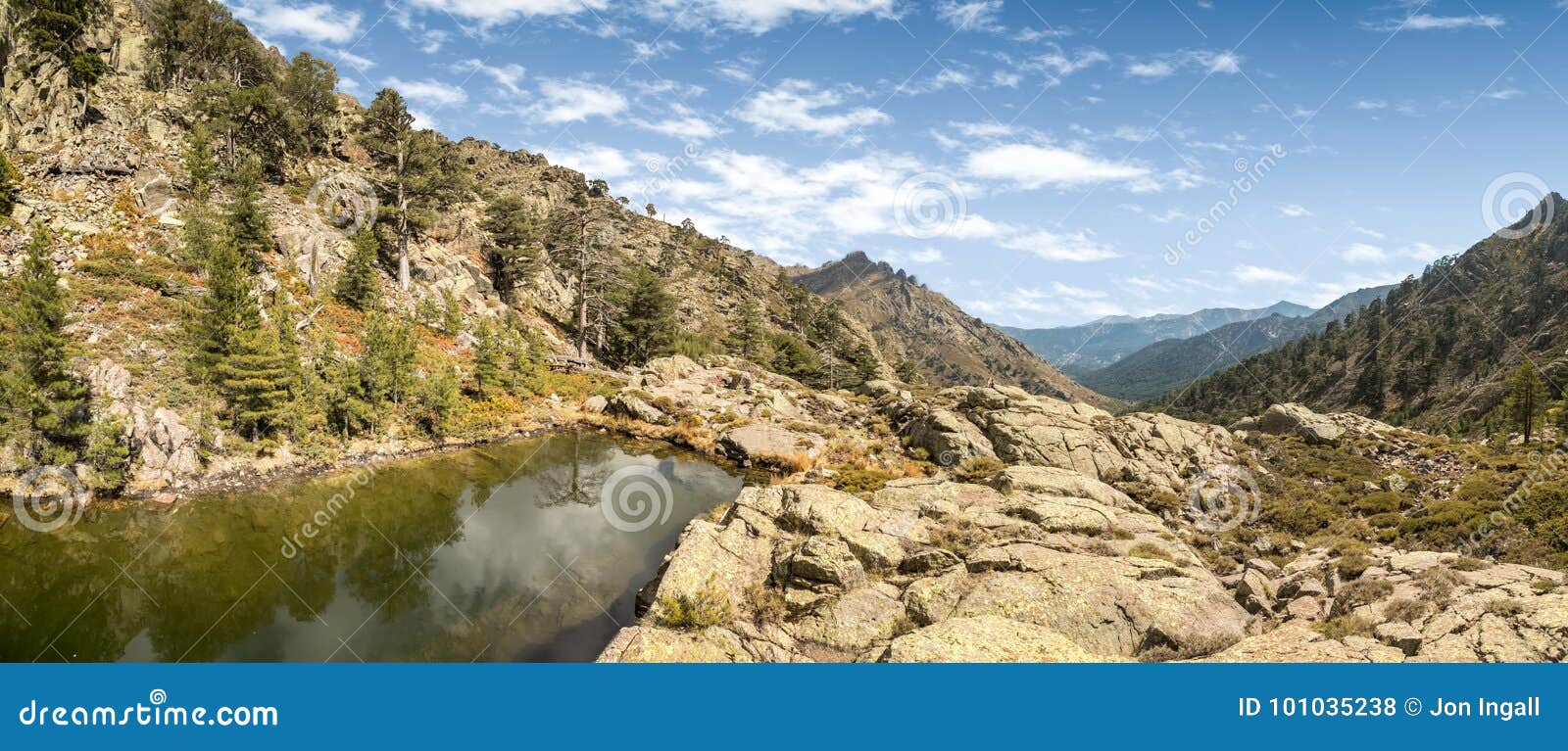 lake at paglia orba in the mountains of corsica