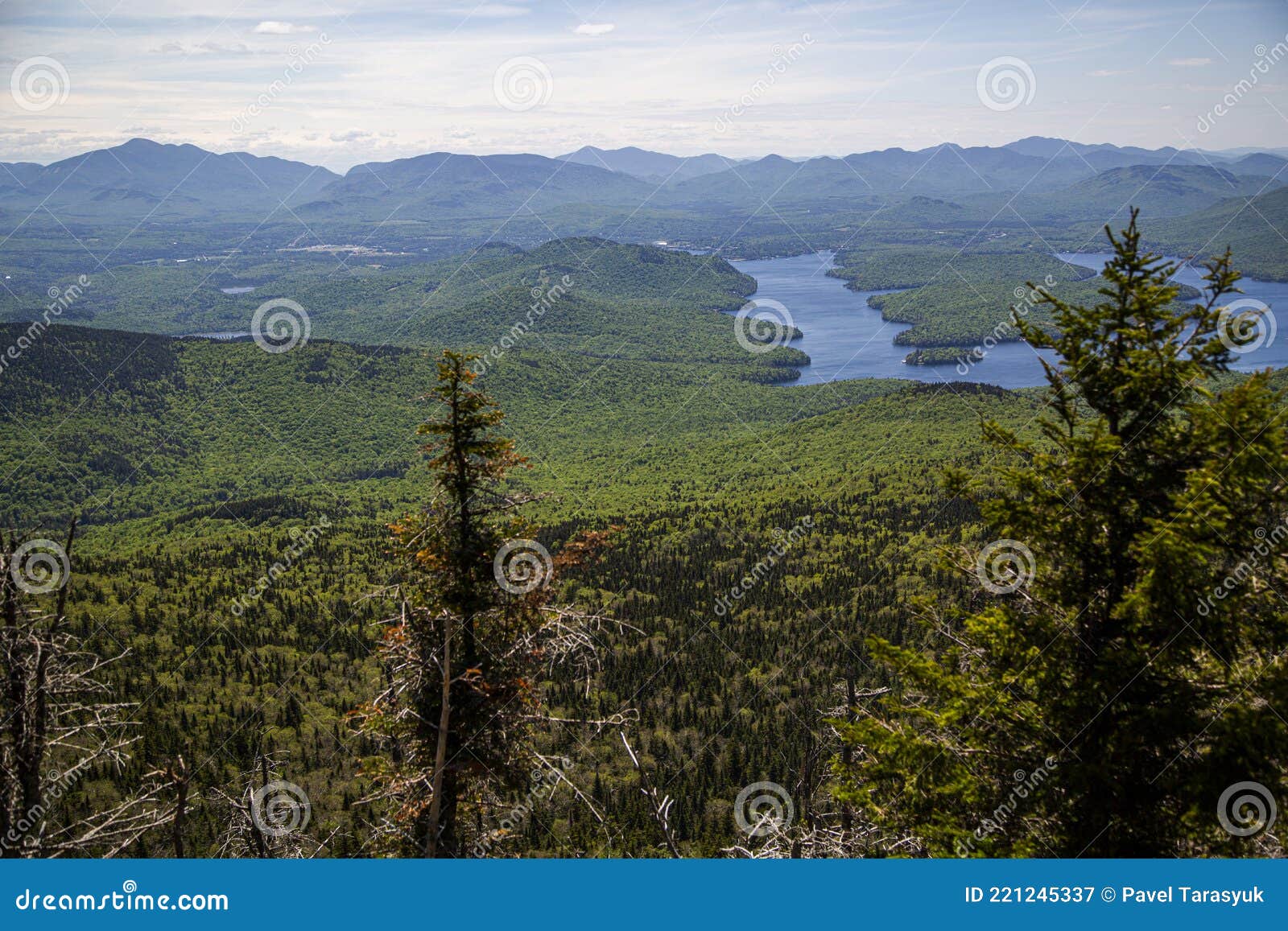lake placid view from top of whiteface mountain, new tork, usa