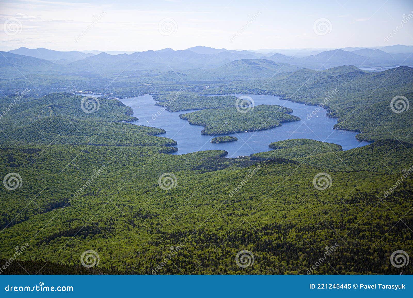 lake placid view from top of whiteface mountain, new tork, usa