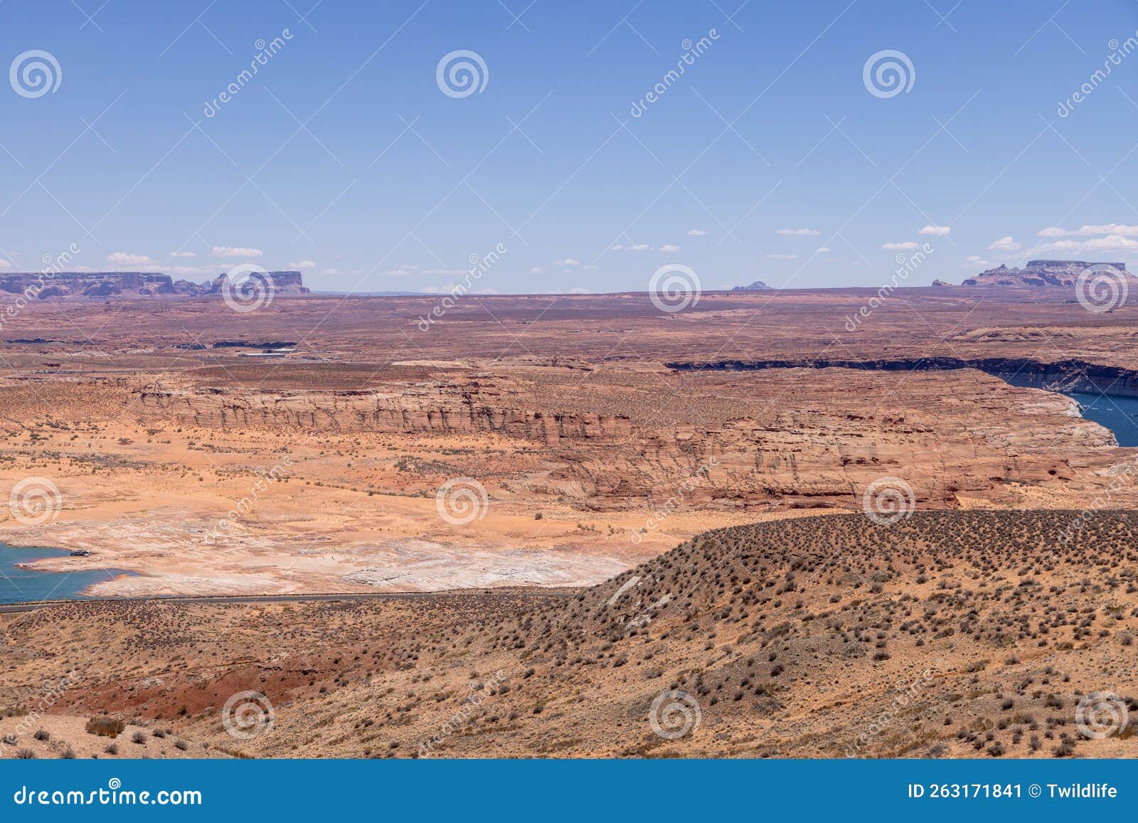 Lake Powell Scenic Landscape during a Severe Drought Stock Image