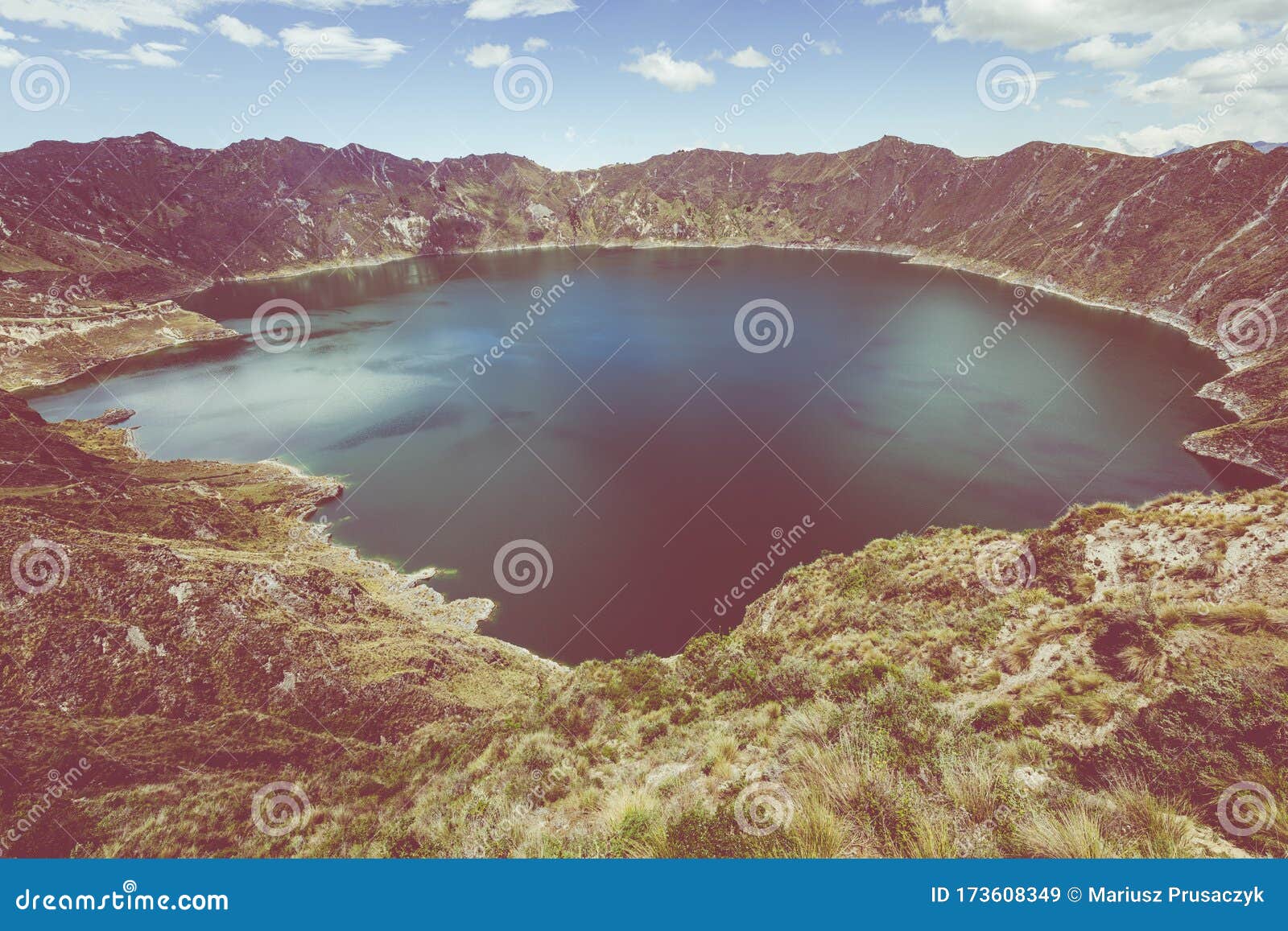  Lake  Quilotoa Panorama Of The Turquoise  Volcano Crater  