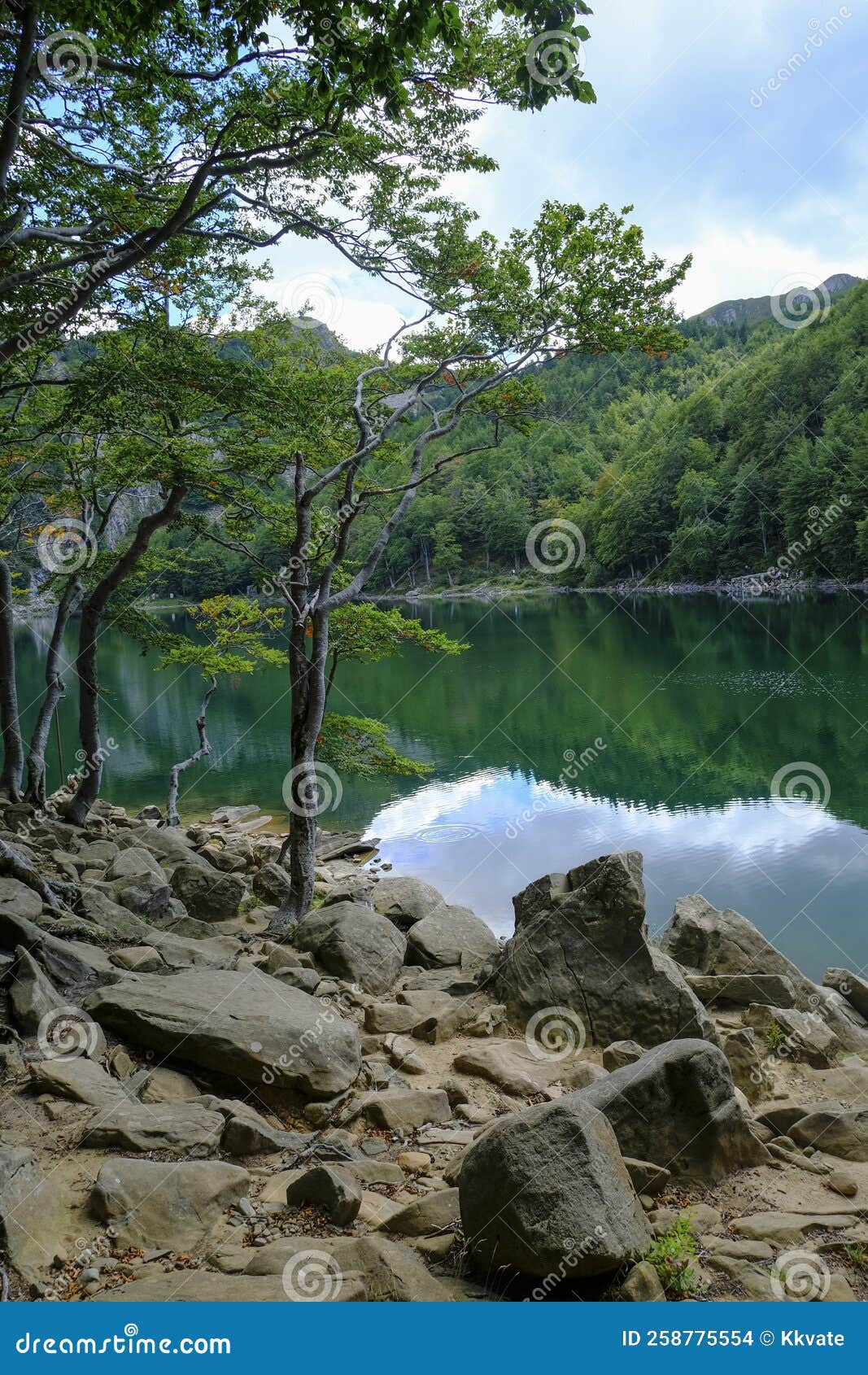 lake santo, lago santo nature reflects on the surface. appennino tosco-emiliano. lagdei, emilia-romagna