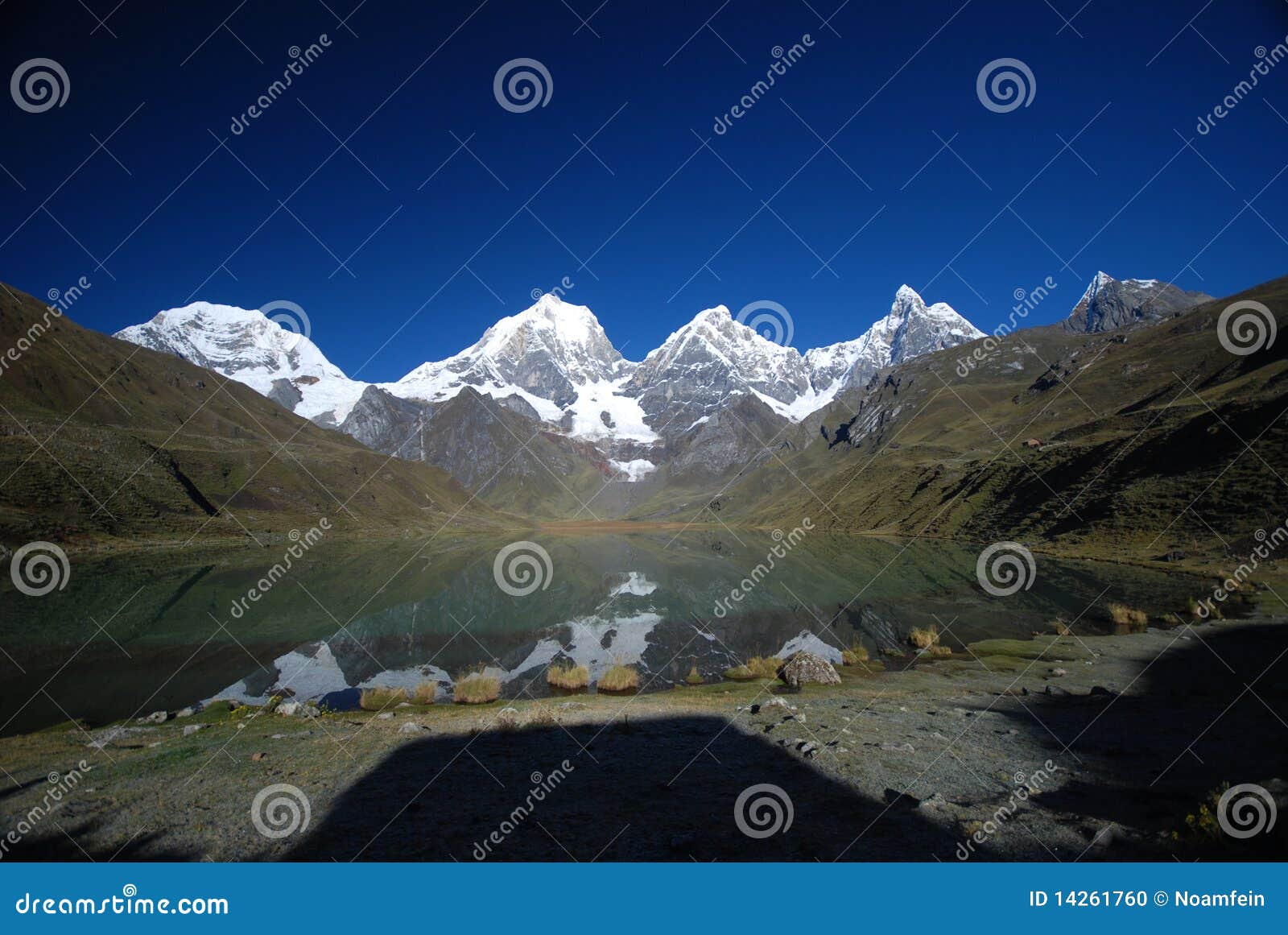 lake and snow peaks of peru