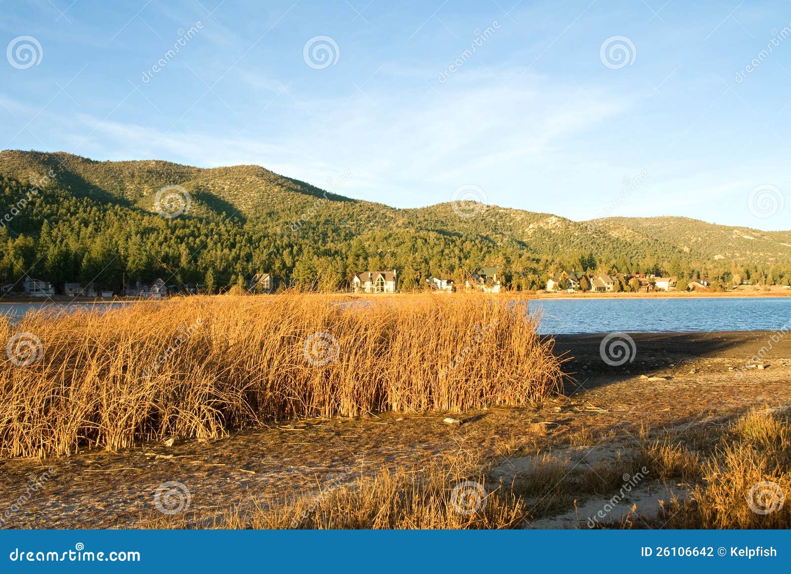 Lake Sunset at Big Bear stock photo. Image of land, scenic 26106642