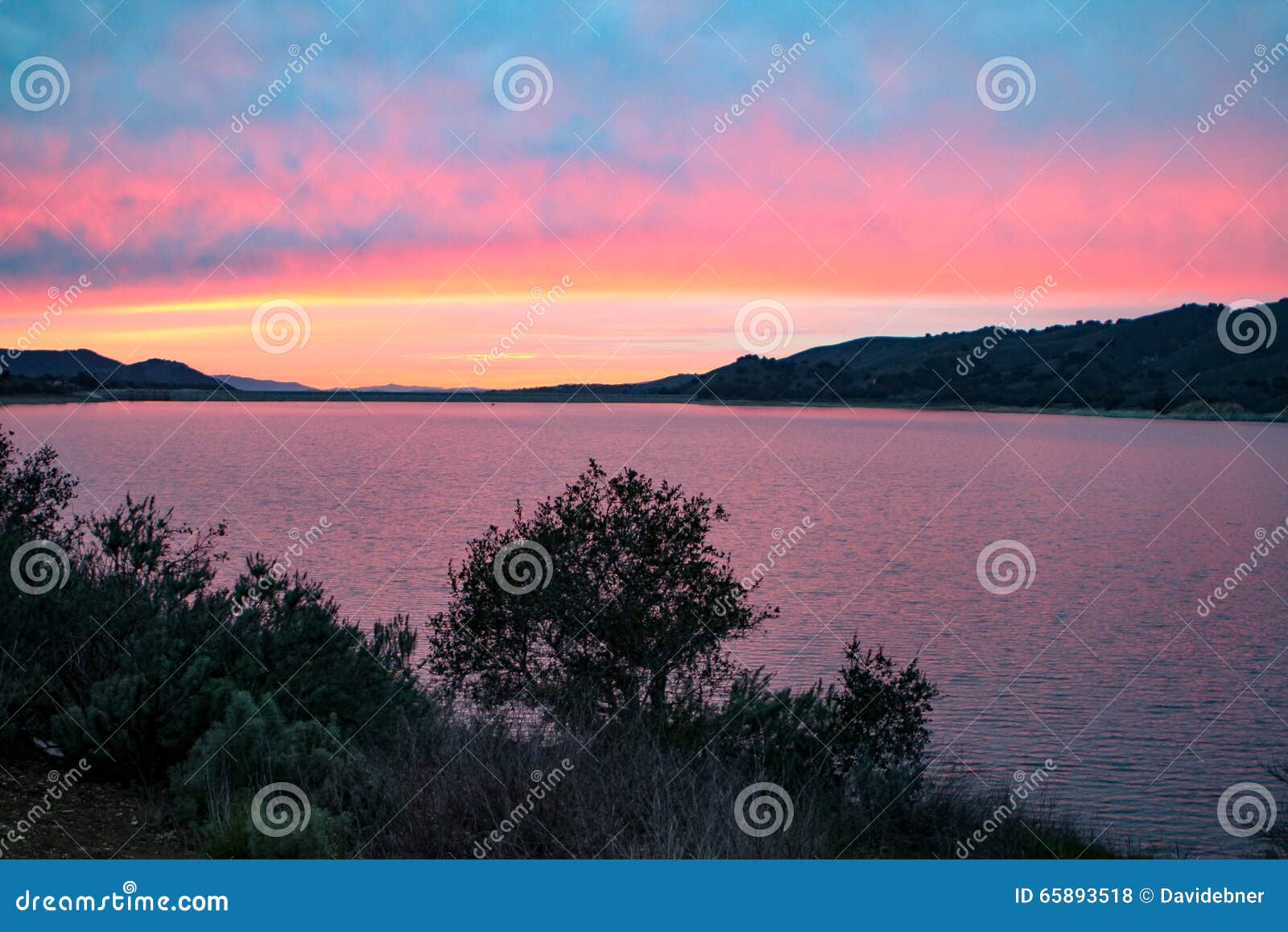 Lake at Sunset stock photo. Image of scenery, clouds 65893518