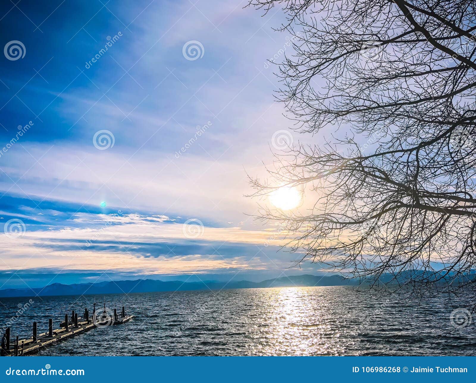 Lake Tahoe and silhouettes stock photo. Image of nevada - 106986268