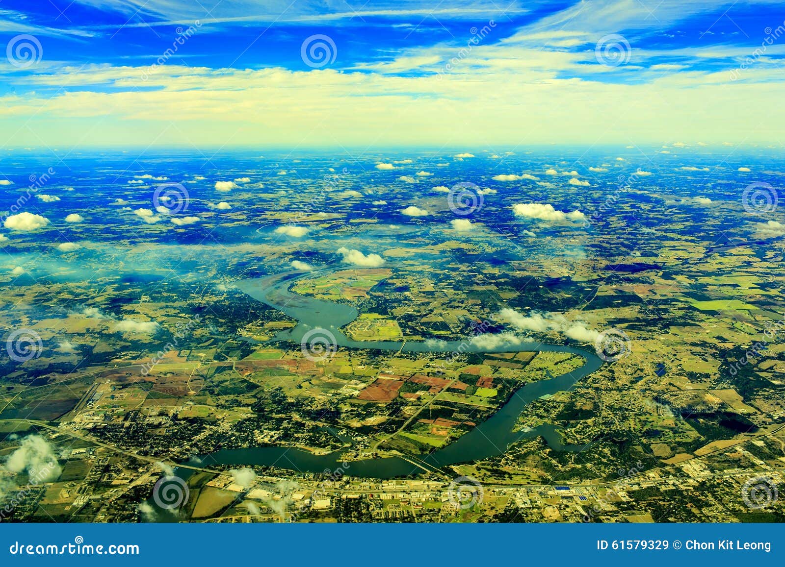 Lake Texoma from top stock image. Image of land, geomorphology 61579329