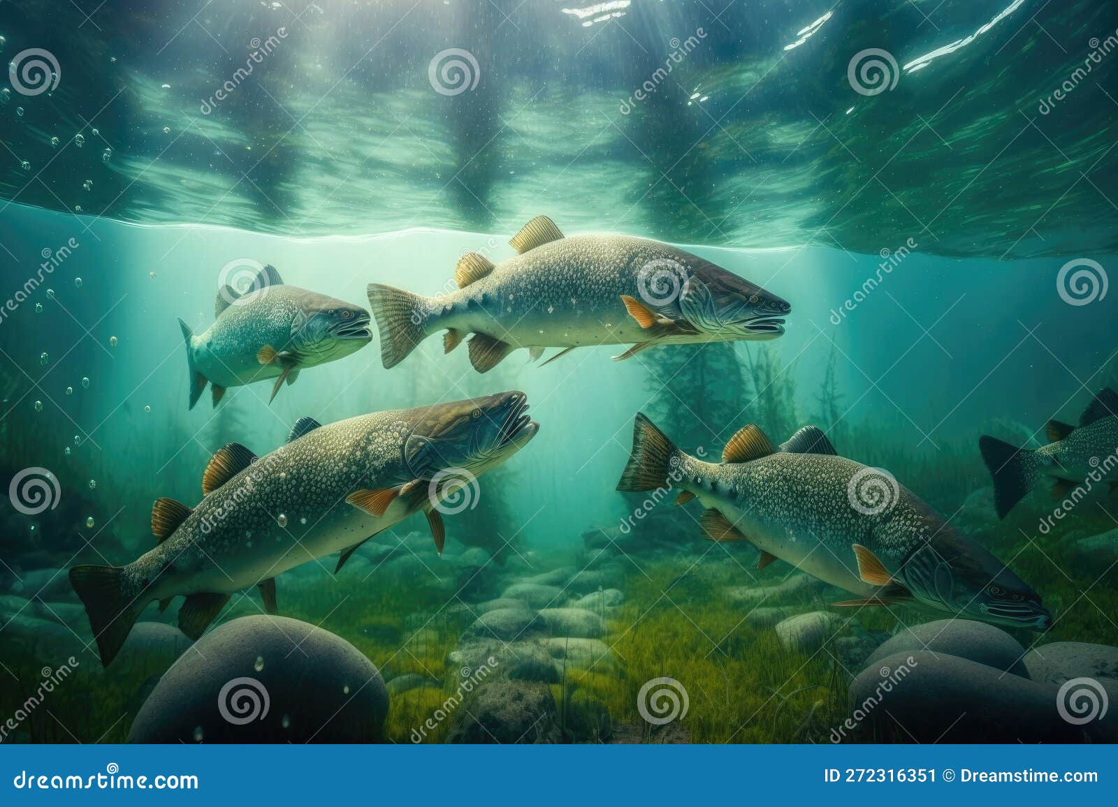 Lake Trout Fish Underwater Lush Nature by Generative AI Stock Illustration  - Illustration of life, fish: 272316351