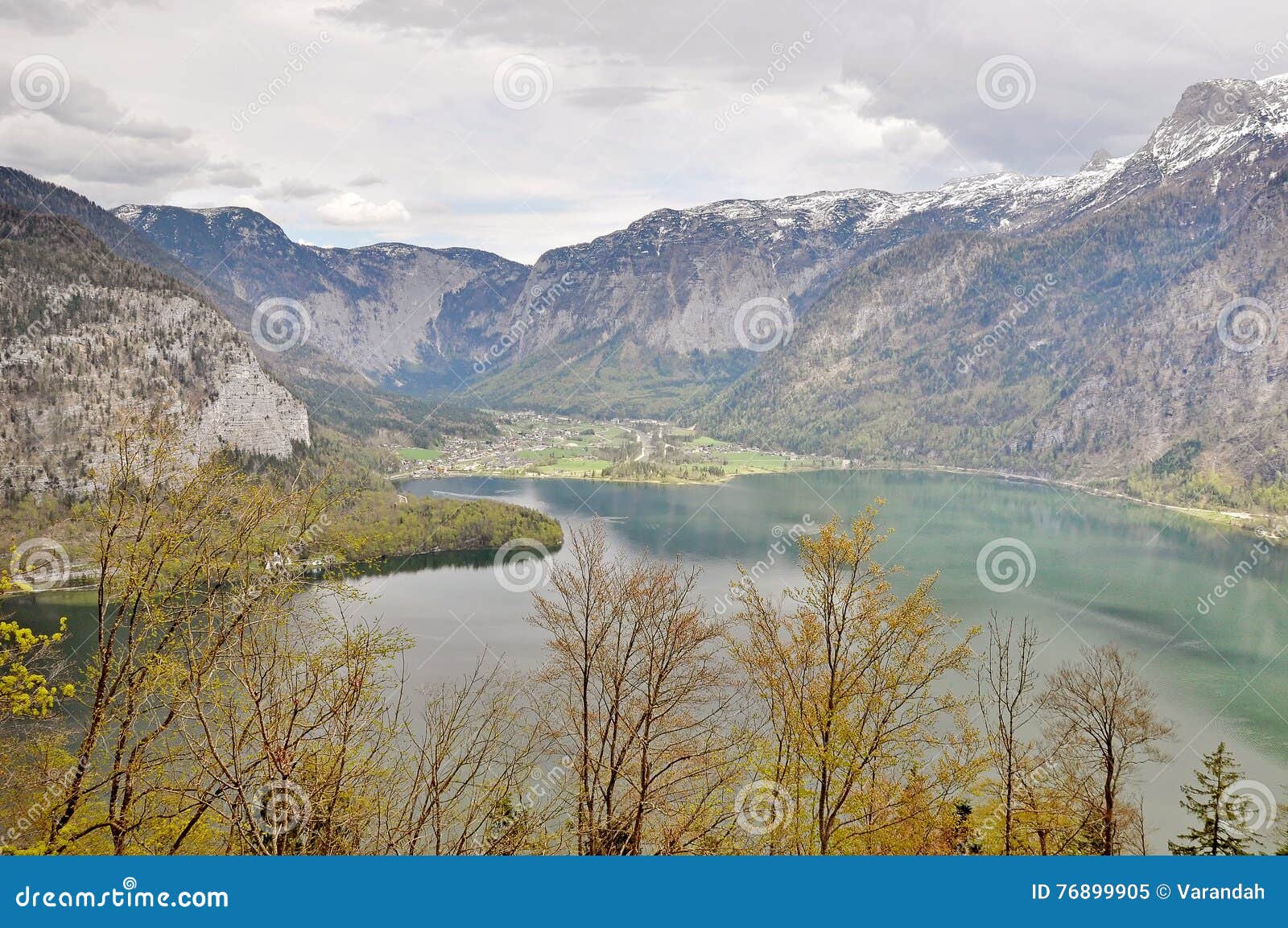 lake view and hallstatt village viewing platform in the cloud