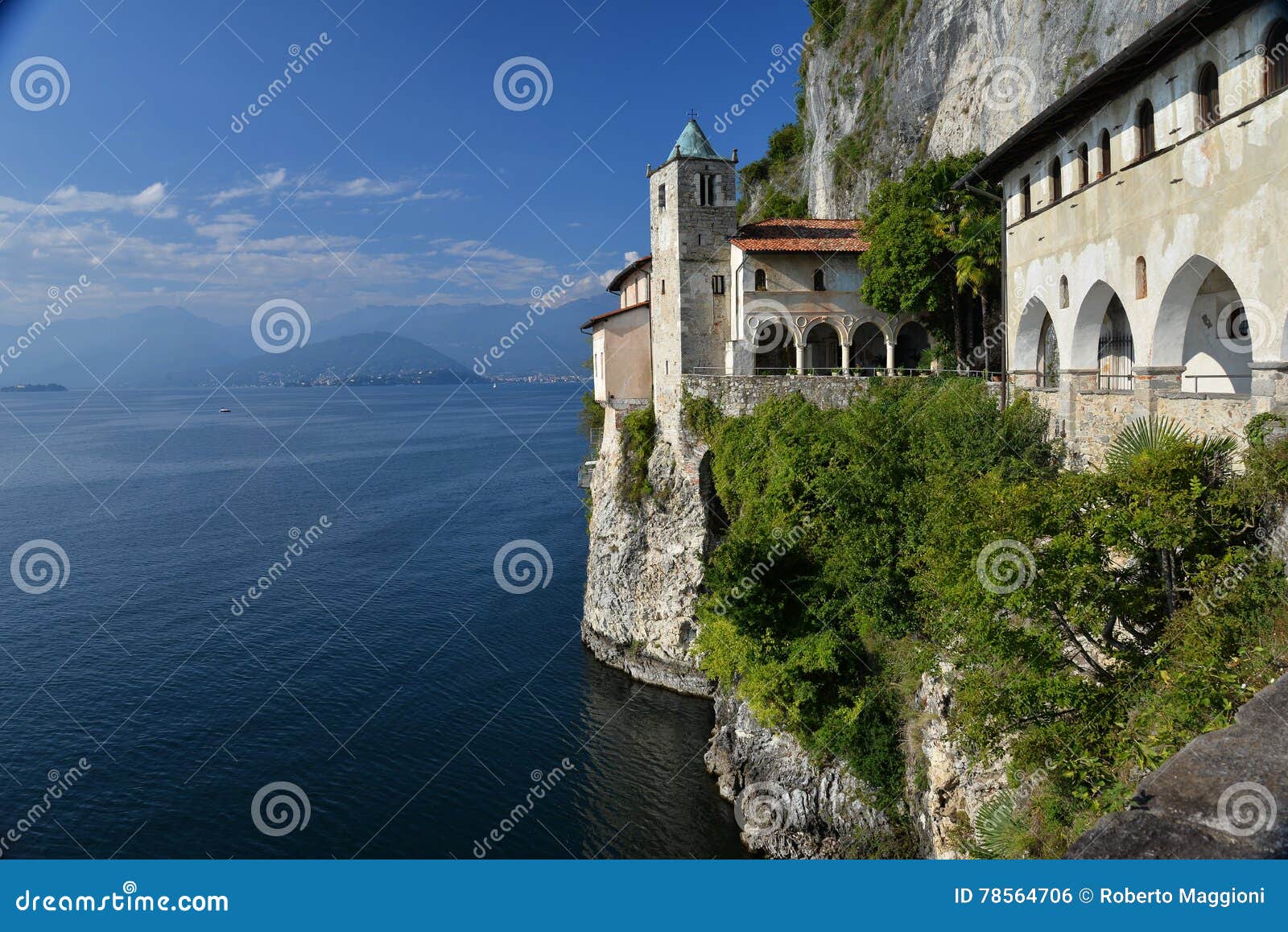 lake - lago - maggiore, italy. santa caterina del sasso monastery