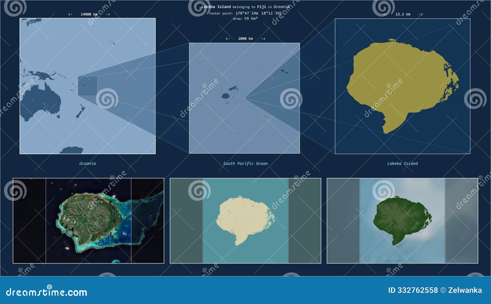 lakeba island. fiji. location diagram. yellow
