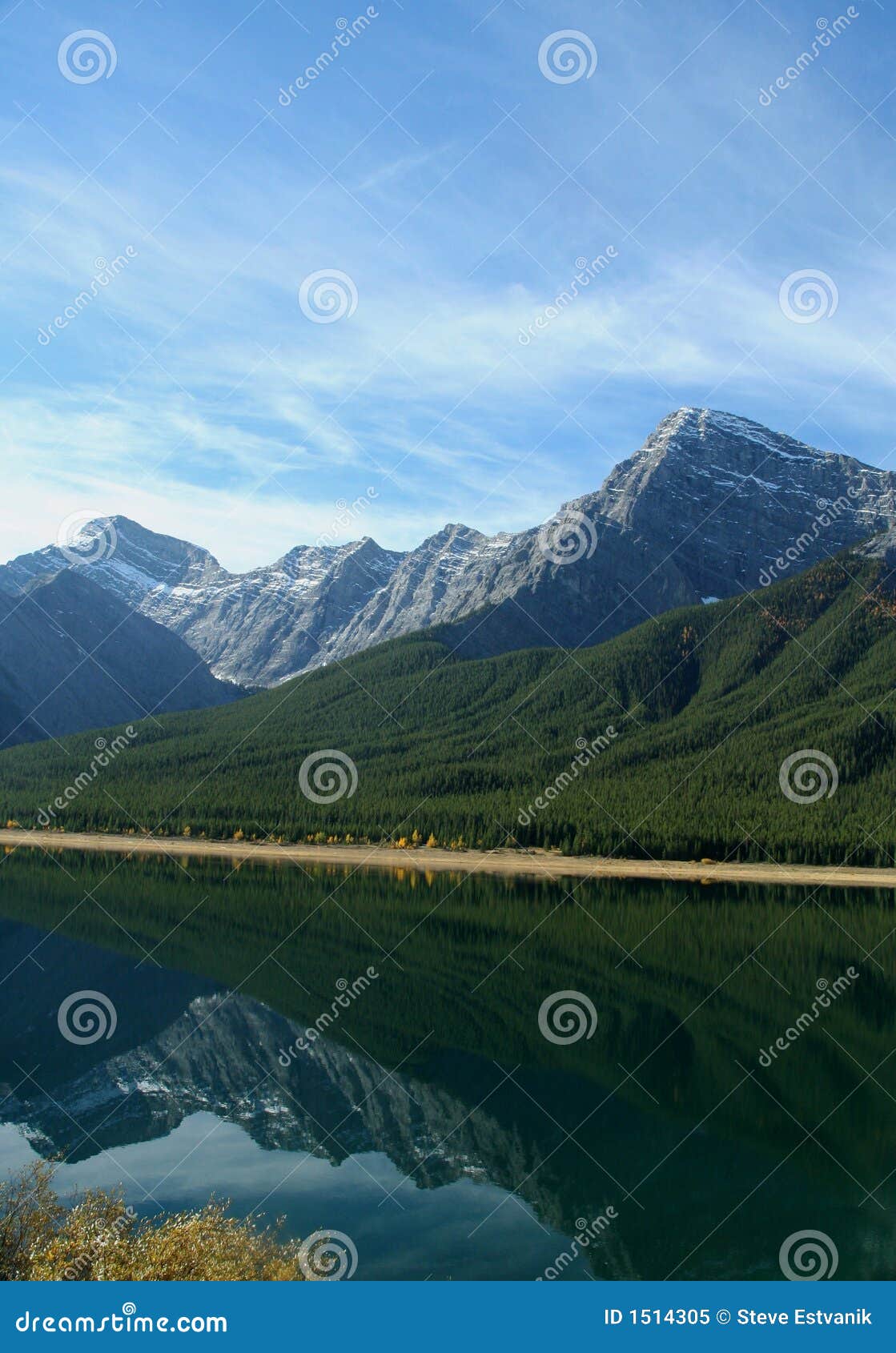 Lakesreflexionsspray. Reflexionen rockies för alberta banff Kanada sprejar den kanadensiska canmorekananaskis lakes