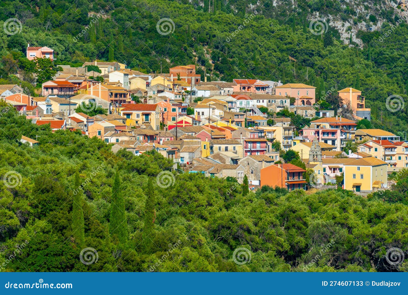 Lakones Village at Corfu Island Stock Image - Image of village, tourist ...