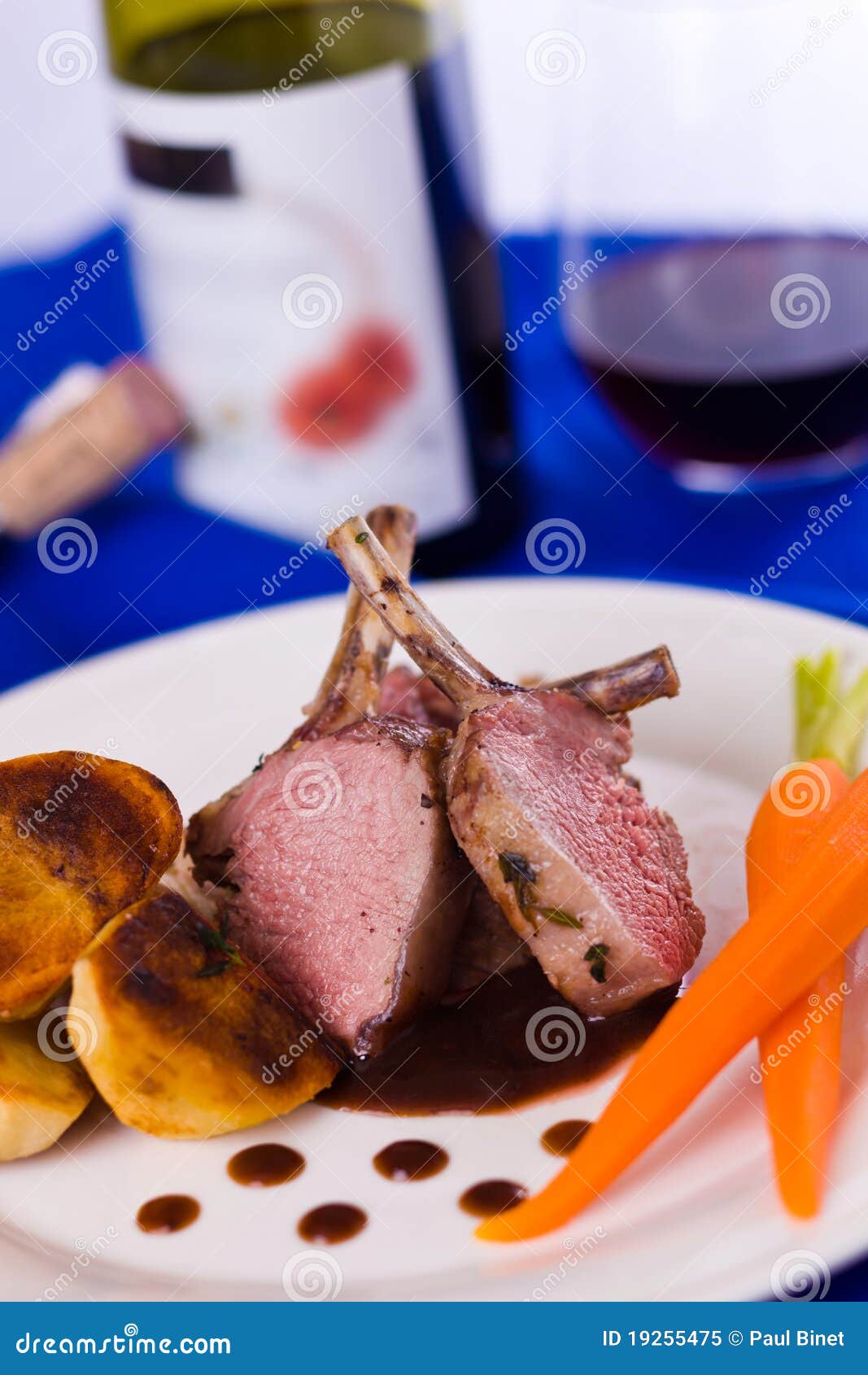 Lamb chop meal with wine stock image. Image of lamb, vegetables 19255475