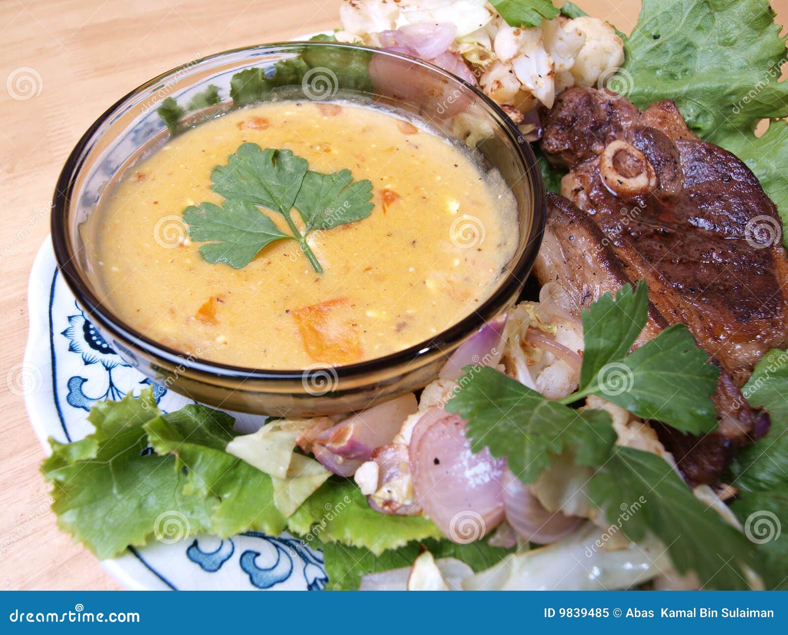 Lamb Chop on Salad Bed with Gravy Stock Image Image of cuisine, floral 9839485