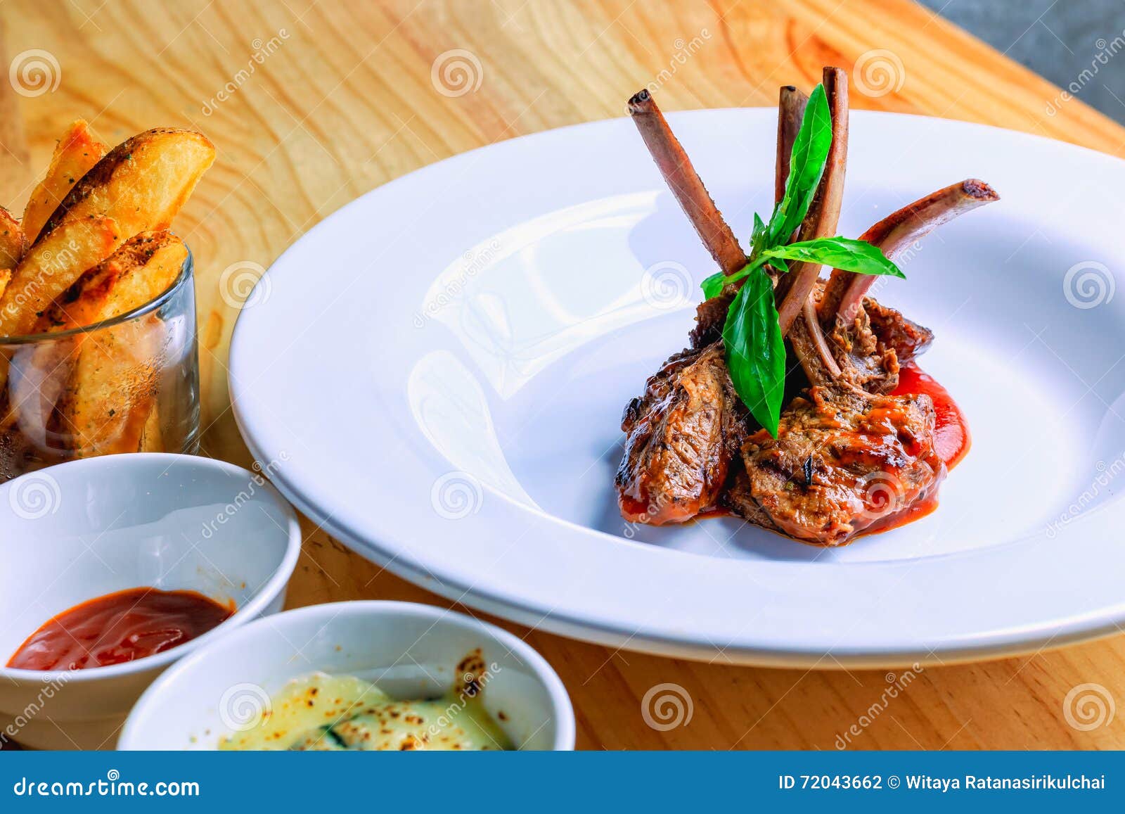 Lamb Chops with Barbecue Sauce Stock Photo Image of chili, kitchen