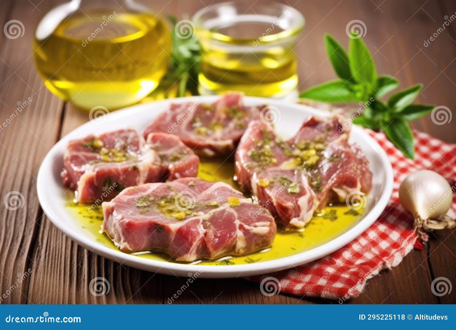 Lamb Chops Marinated with Olive Oil and Garlic Stock Photo Image of