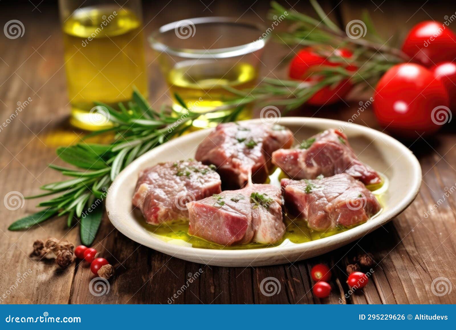 Lamb Chops Marinated with Olive Oil and Garlic Stock Photo Image of