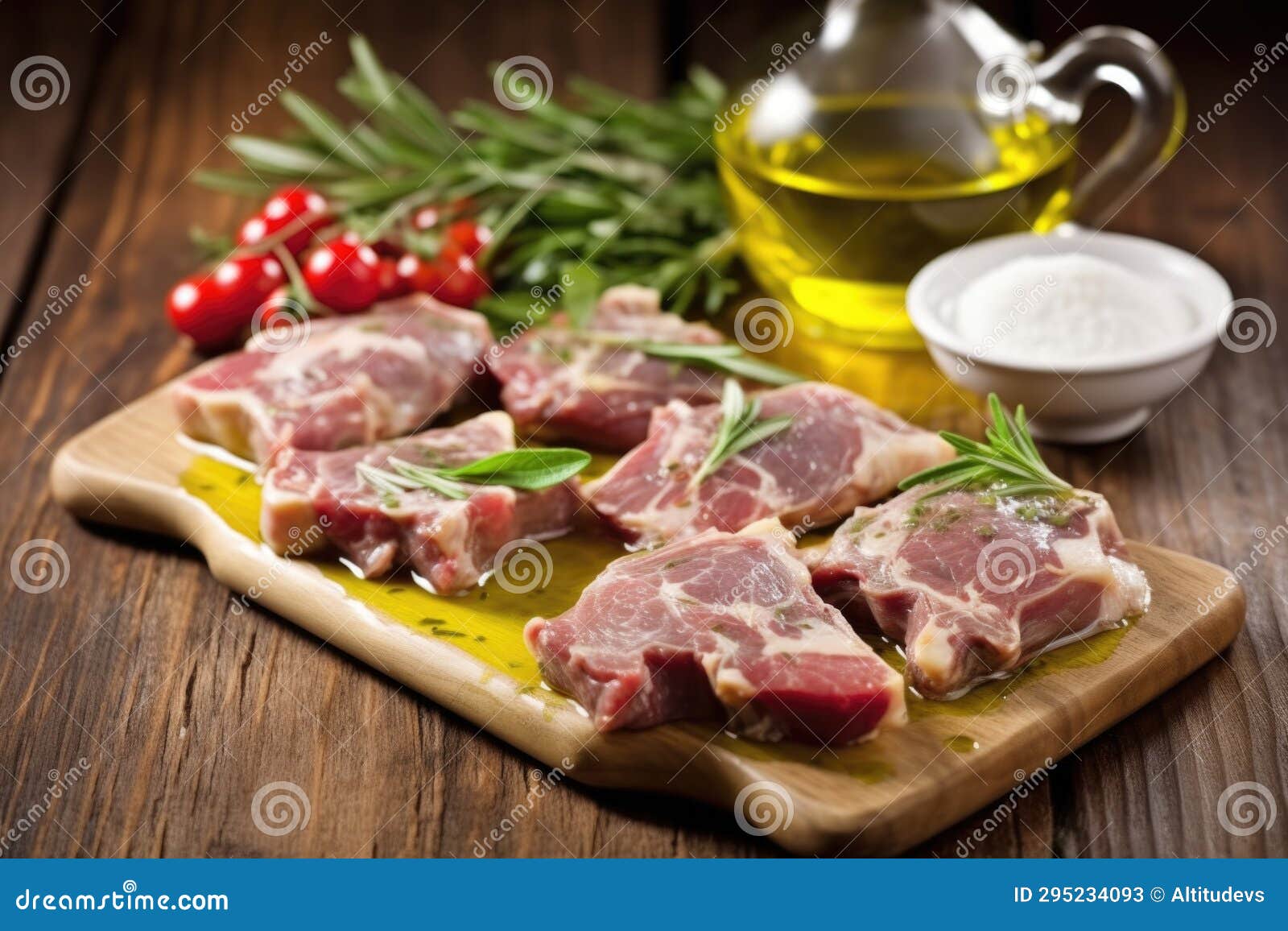 Lamb Chops Marinated with Olive Oil and Garlic Stock Image Image of