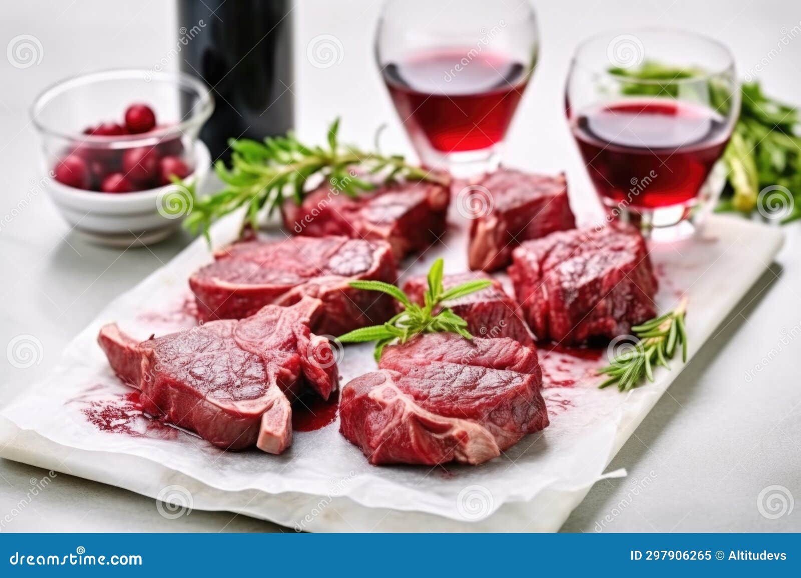Lamb Chops Marinated in Red Wine on a Marble Slab Stock Image Image