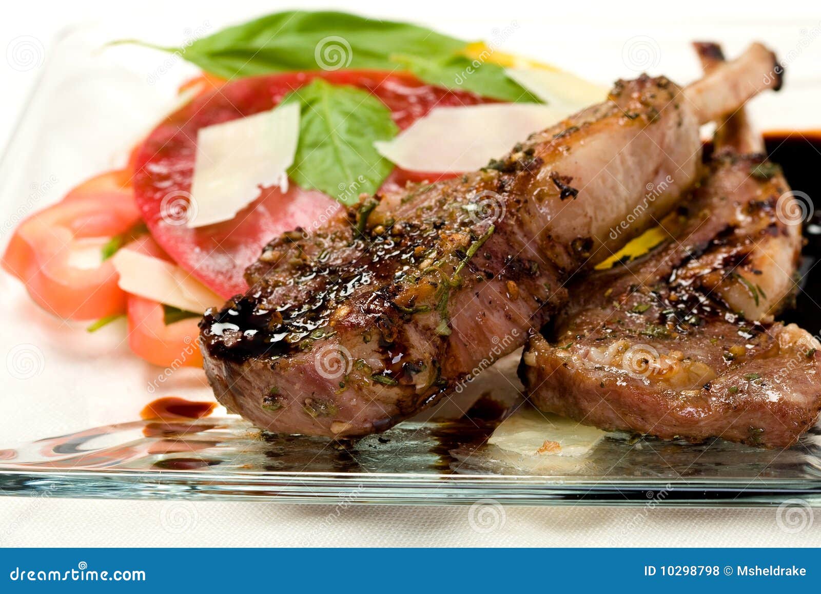 Lamb Chops on plate stock photo. Image of square, cross 10298798