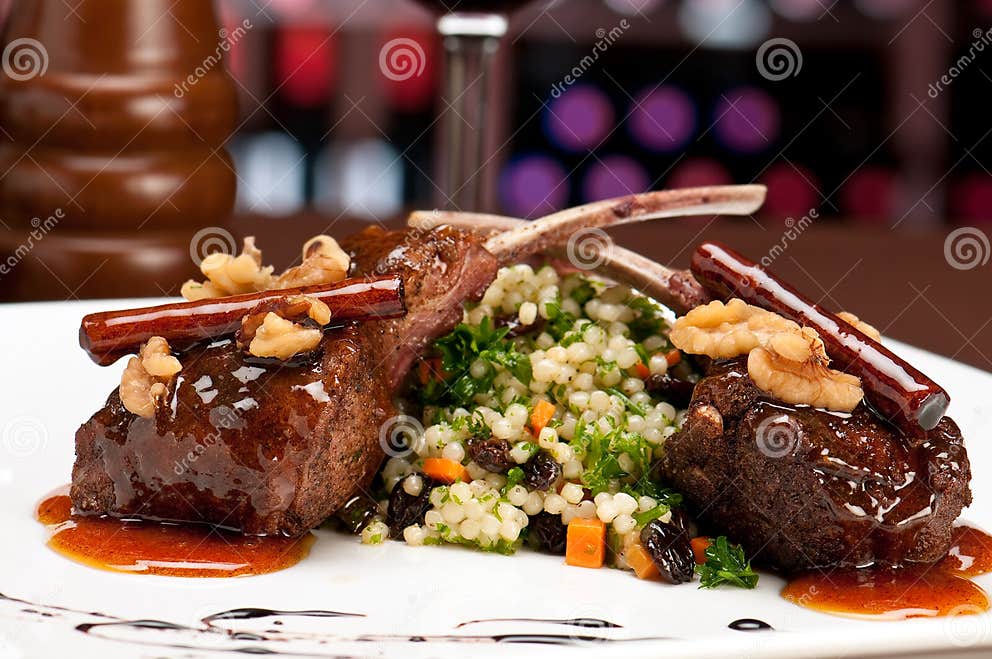Lamb chops in restaurant stock image. Image of mediterranean - 11005137