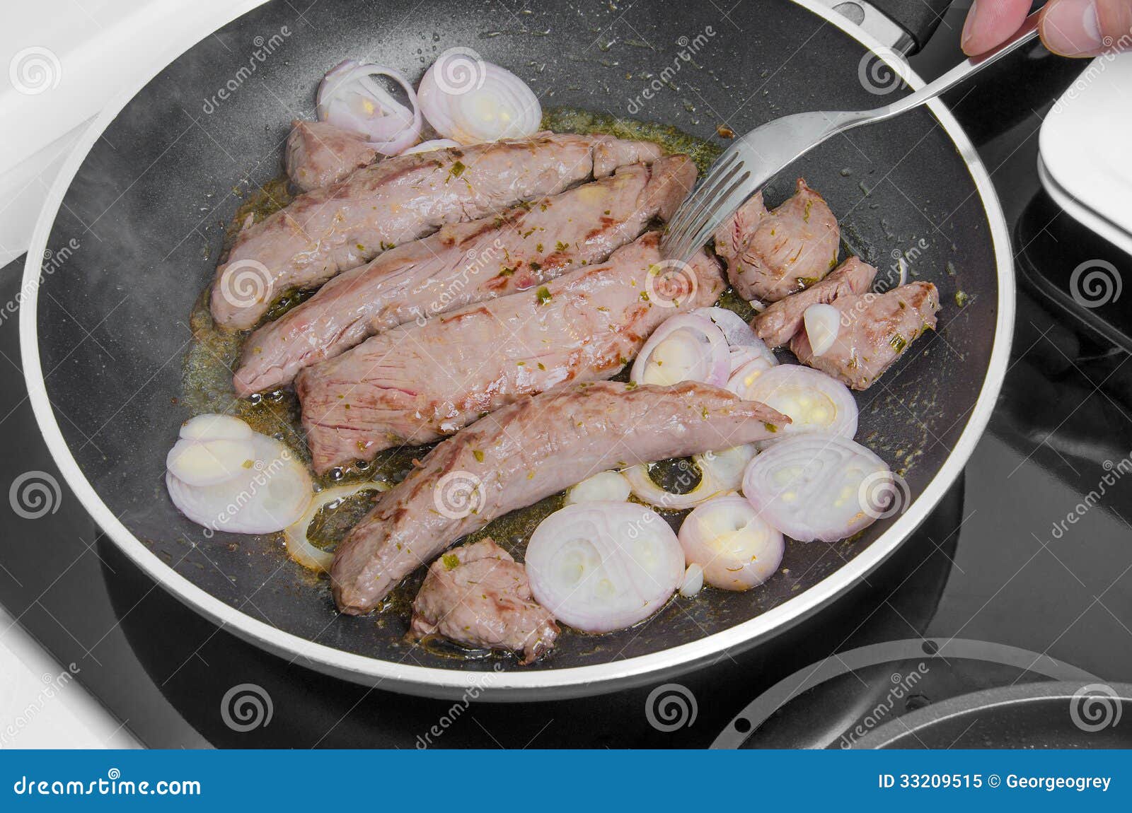 Lamb Filet in the Frying Pan 3 Stock Image Image of action