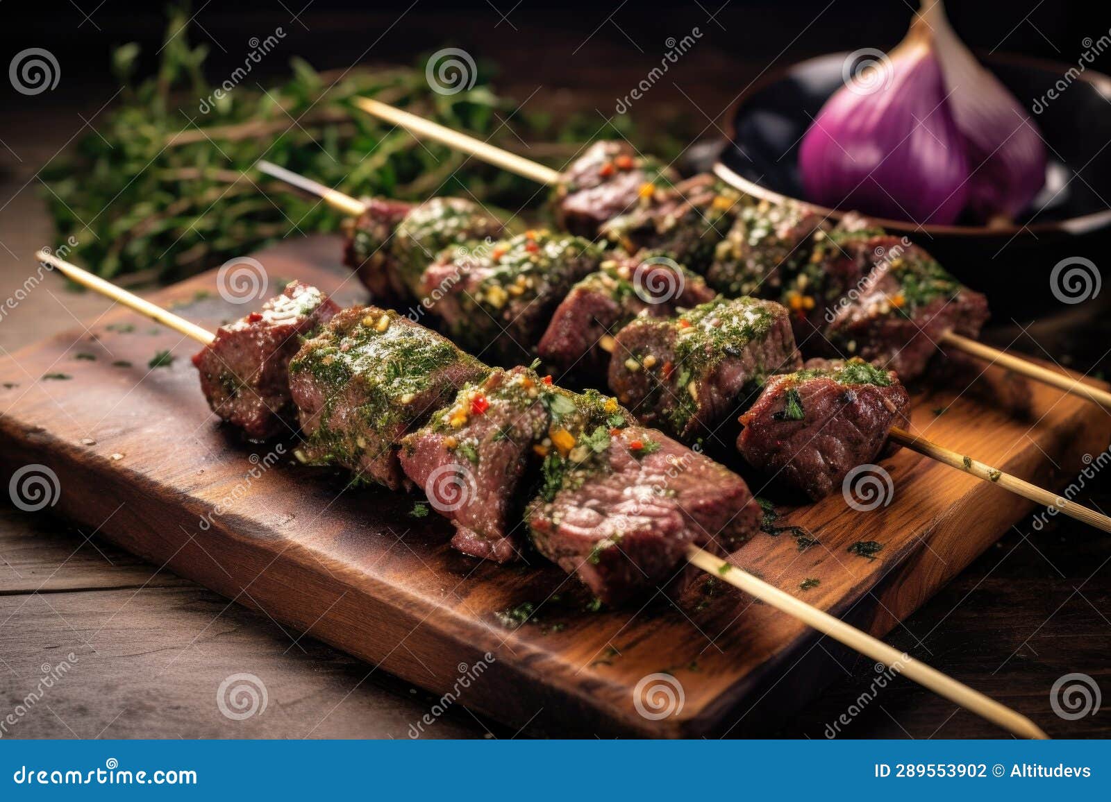 Lamb Kebabs Marinating in Herbs and Spices Stock Photo Image of grill