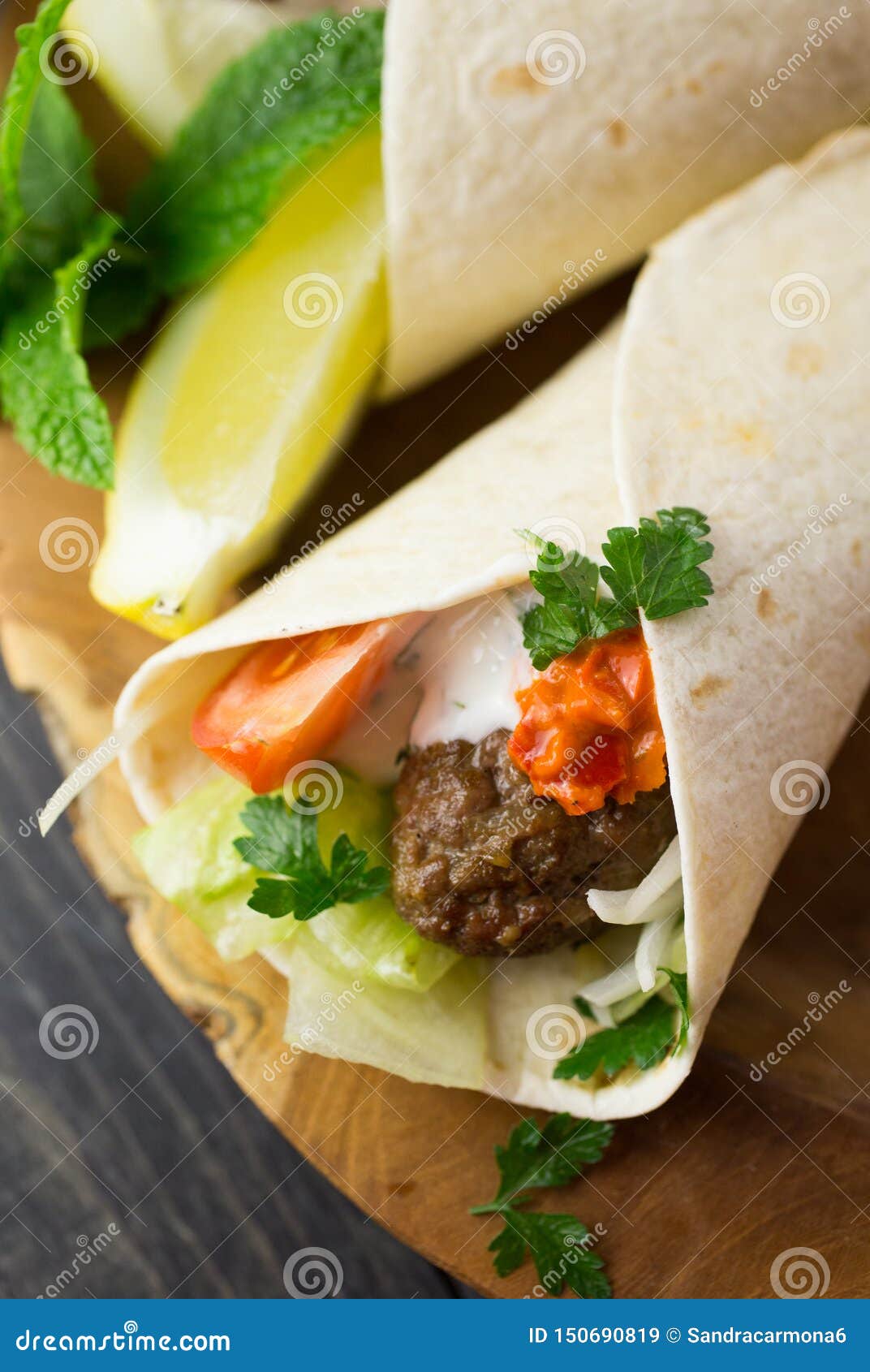 Lamb kofta wraps stock image. Image of handmade, kabob 150690819