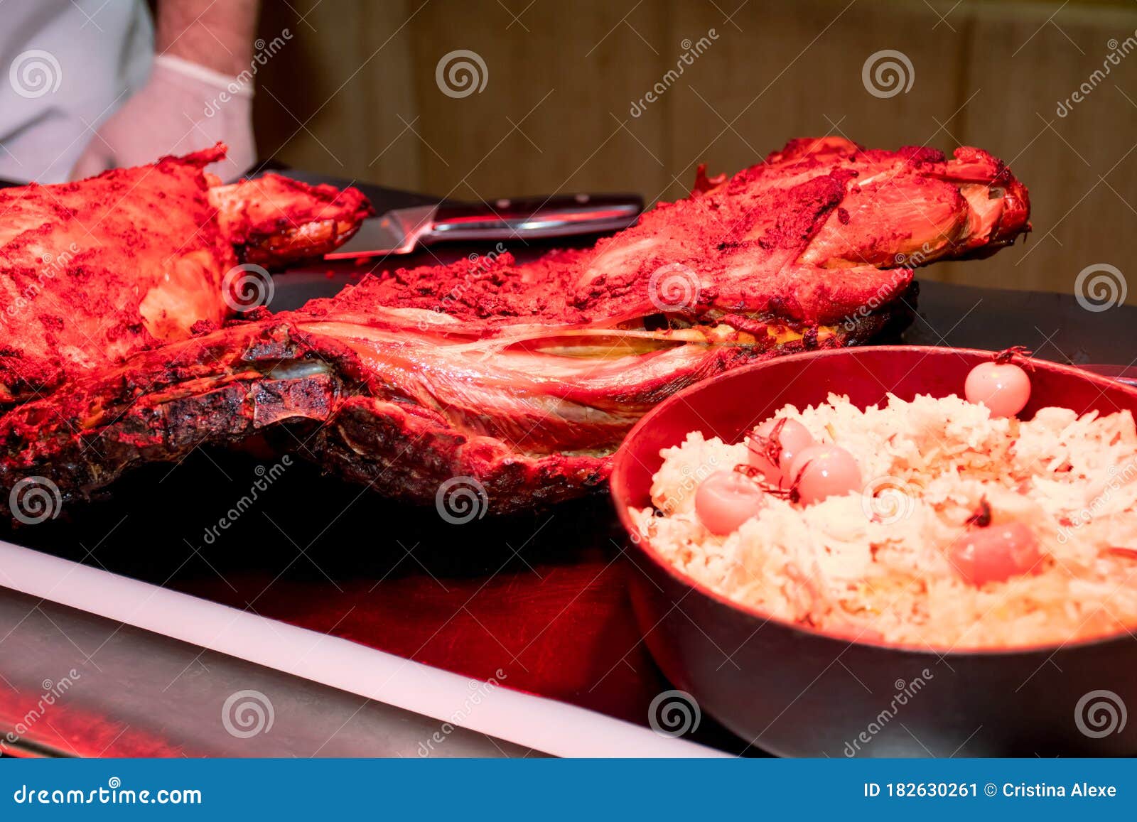 Lamb Leg Chop Shank Meat Roasted for Easter Celebration during Festive