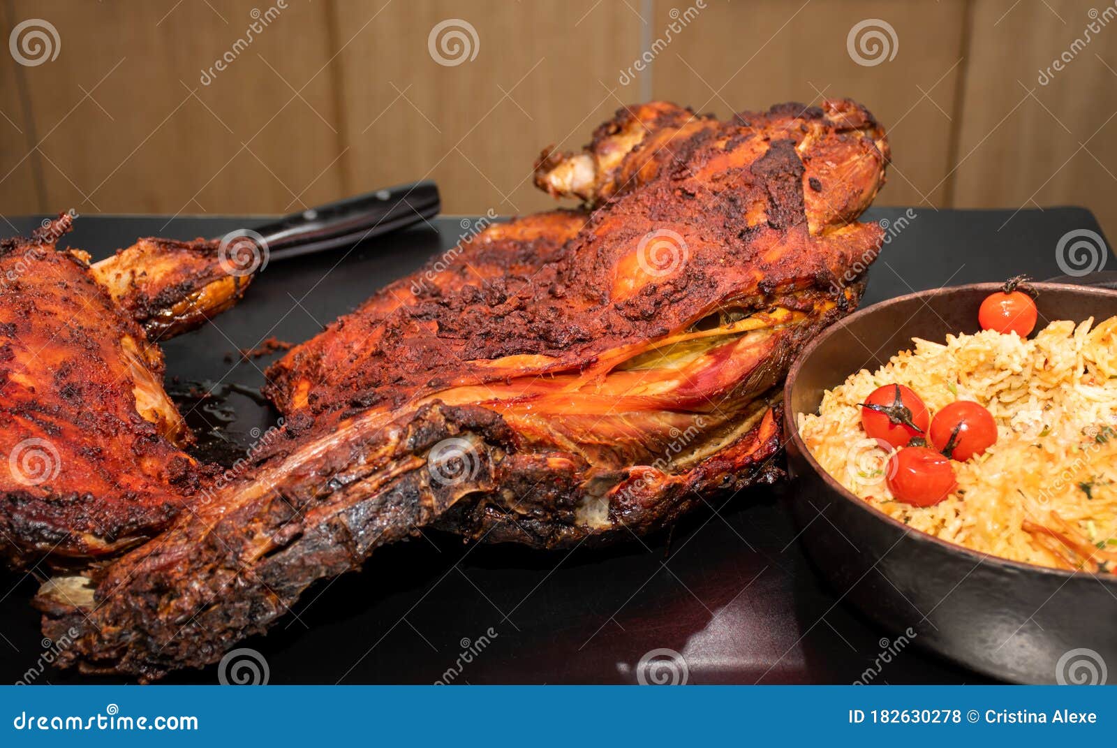 Lamb Leg Chop Shank Meat Roasted for Easter Celebration during Festive