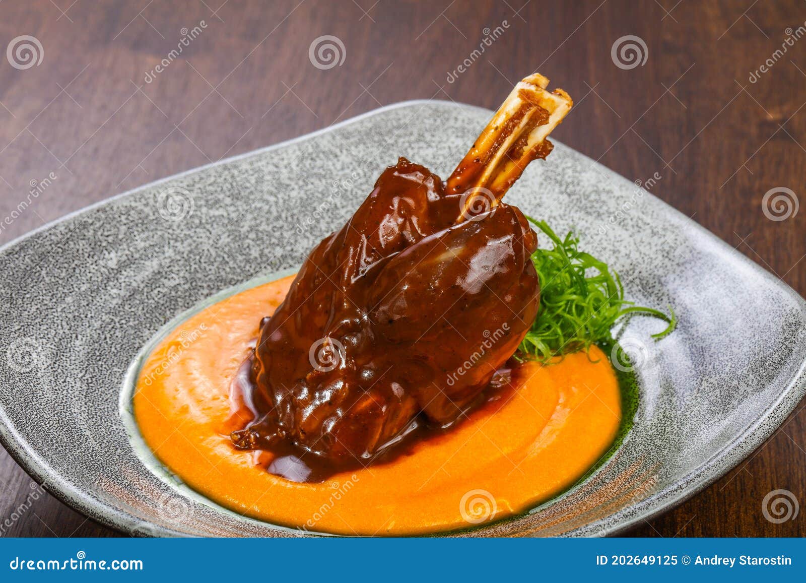 Lamb leg with cream sauce stock image. Image of rosemary 202649125