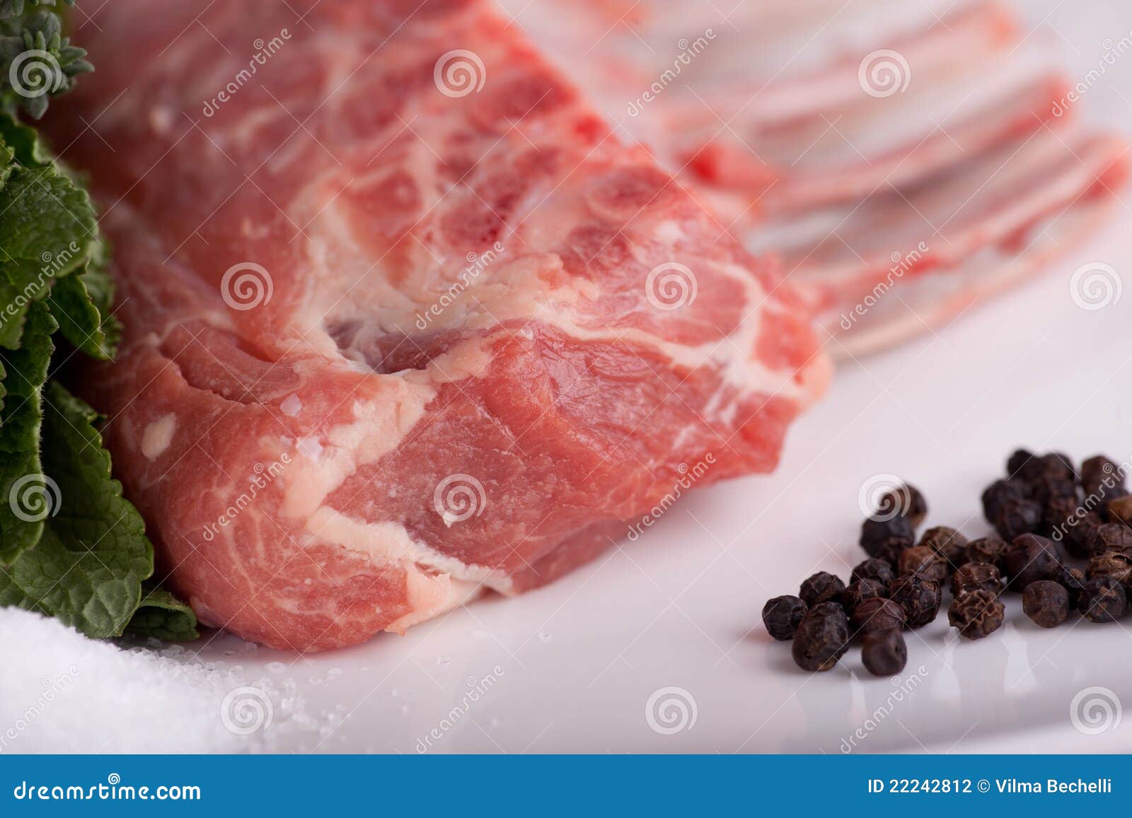 Lamb Rack with Mint, Salt and Pepper Stock Photo Image of coloured