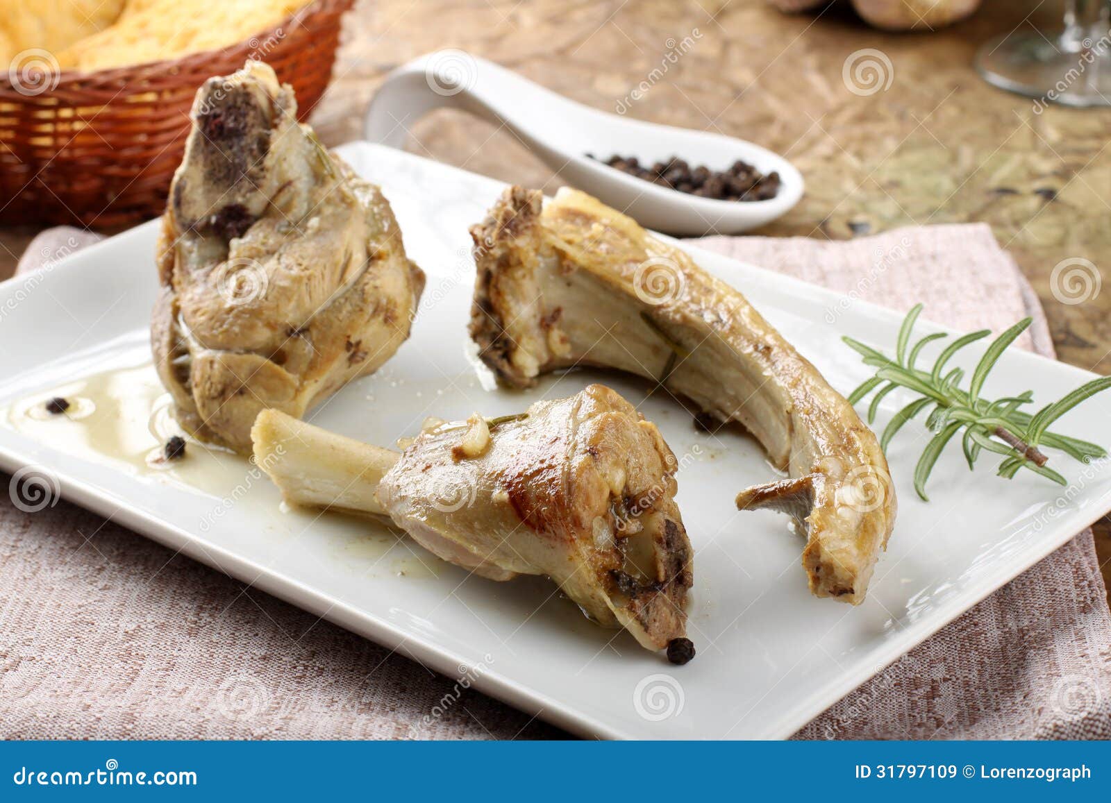 Lamb stew with rosemary stock image. Image of bone, glass 31797109